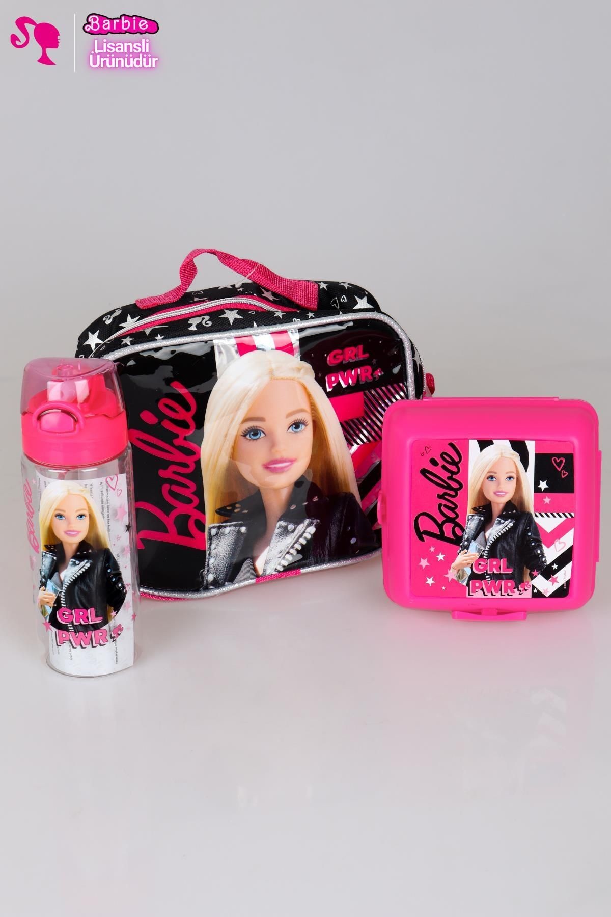 DEKOMUS İLE YENİ SEZON  LİSANSLI BARBIE GIRL POWER BESLENME ÇANTASI,500 ML MATARA VE BESLENME KABI S