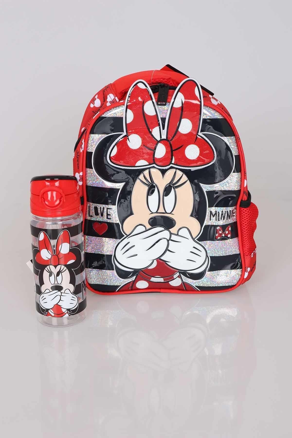 LİSANSLI MINNIE MOUSE ANAOKULU ÇANTASI VE TRITAN MATARA 500 ML 2'LİSİ