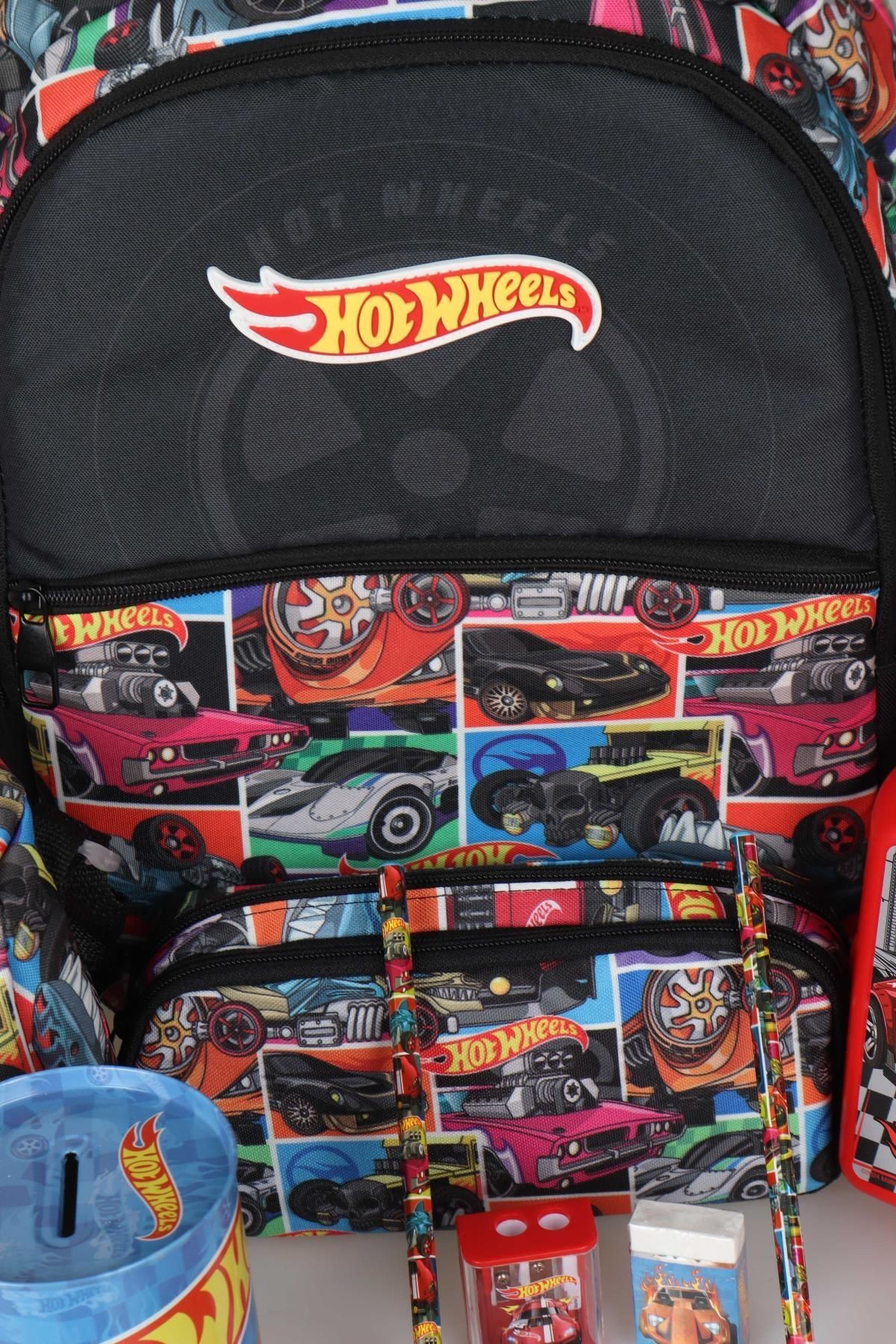 YENİ SEZON LİSANSLI HOT WHEELS OKUL,BESLENME,KALEM ÇANTASI İLE MATARA,BESLENME KABI VE KIRTASİYE SET