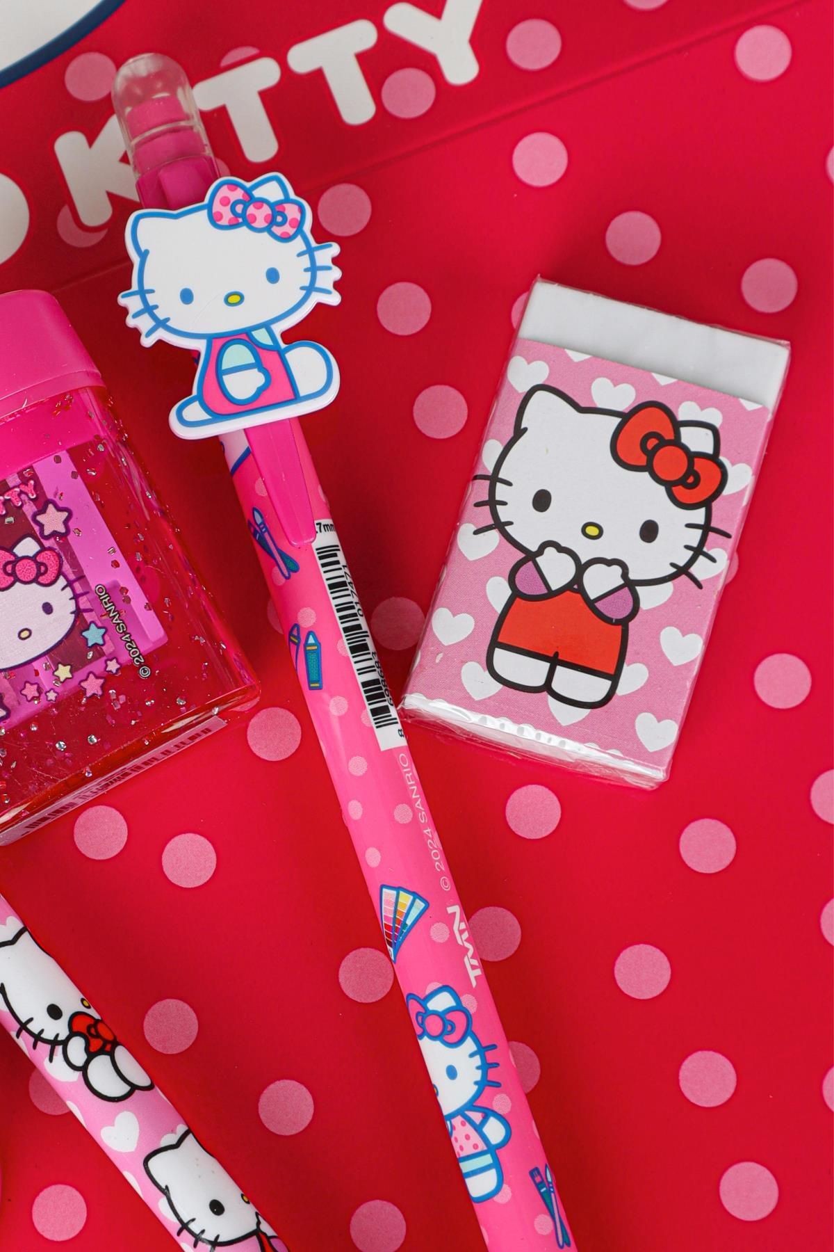 YENİ SEZON LİSANSLI HELLO KITTY VERSATİL UÇLU KALEM 0.7 MM,2 ADET KALEMTRAŞ,GEÇMELİ KURŞUN KALEM VE