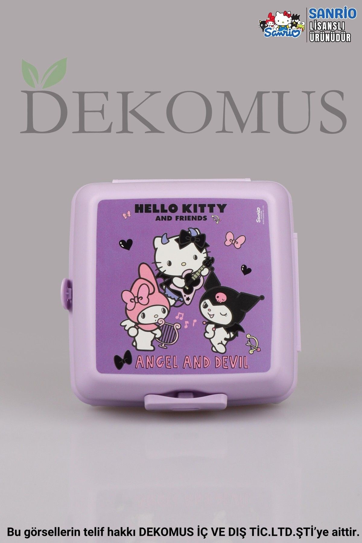 DEKOMUS İLE LİSANSLI HELLO KITTY & BEST FRIENDS KUROMI,MY MELODY 2 KATLI BESLENME KABI/LUNCH BOX