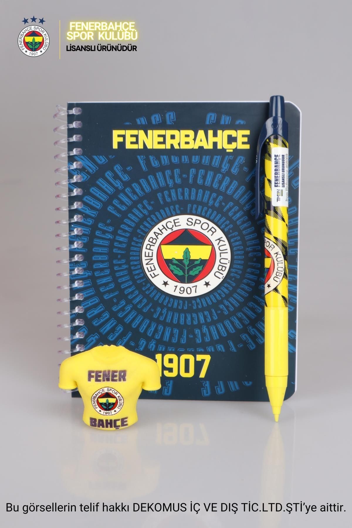 LİSANSLI FENERBAHÇE BLOKNOT,UÇLU KALEM 0.7 MM VE FORMA TASARIM SİLGİ SETİ