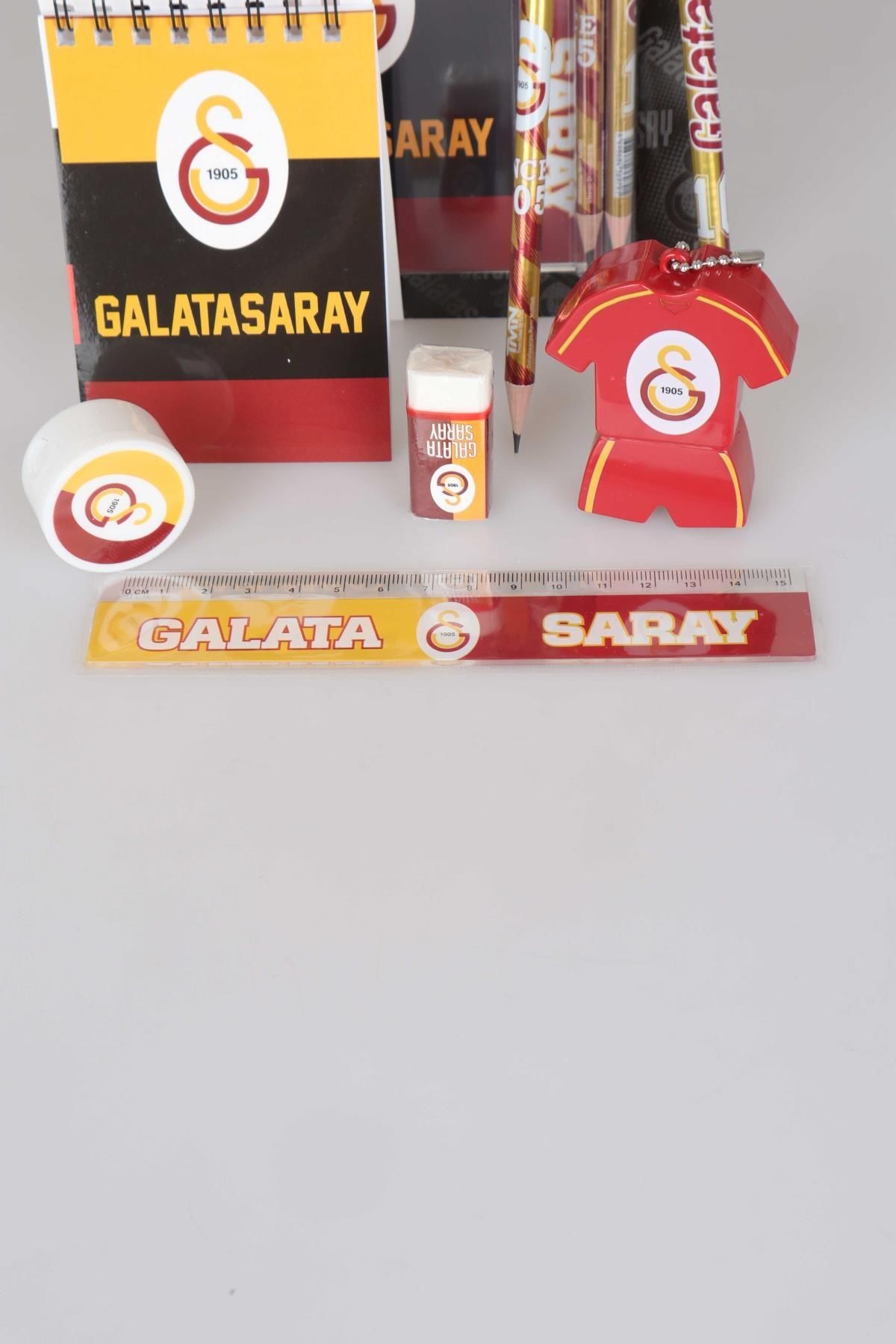 YENİ SEZON LİSANSLI GALATASARAY 6'LI KIRTASİYE SETİ NOT DEFTERİ,CETVEL,FORMA TASARIM KALEMTRAŞ,KALEM