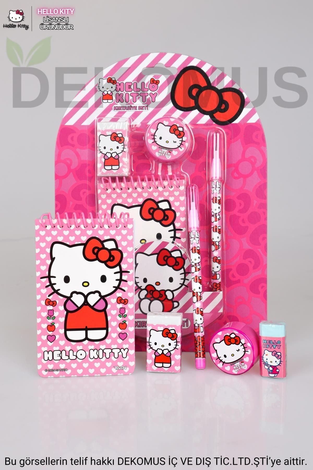 مجموعة أدوات مكتبية مرخصة من HELLO KITTY مكونة من 4 قطع، وأقلام رصاص سهلة الارتداء، وممحاة، وقلم رصاص شارهين
