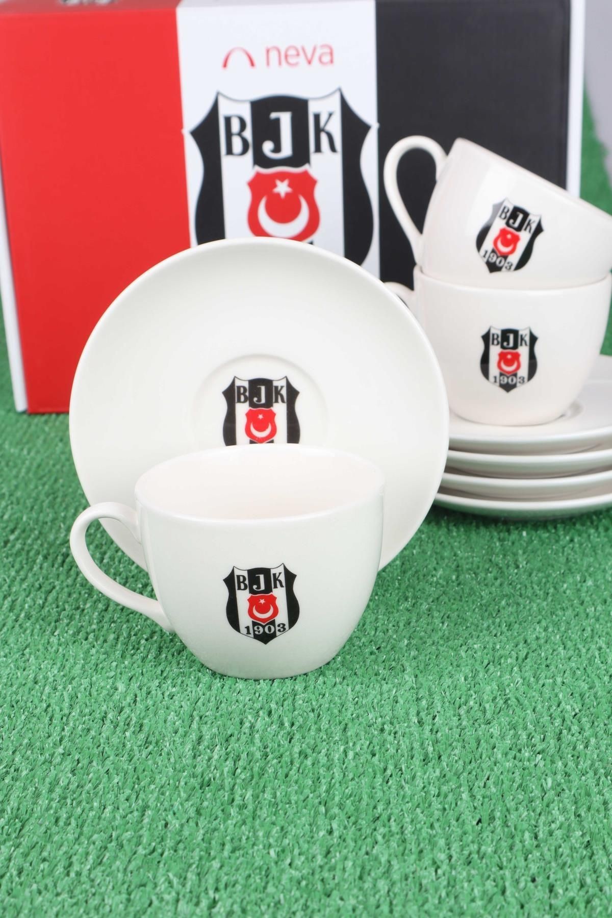 DEKOMUS İLE LİSANSLI BEŞİKTAŞ 6 KİŞİLİK 12 PARÇA PORSELEN ÇAY FİNCAN TAKIMI