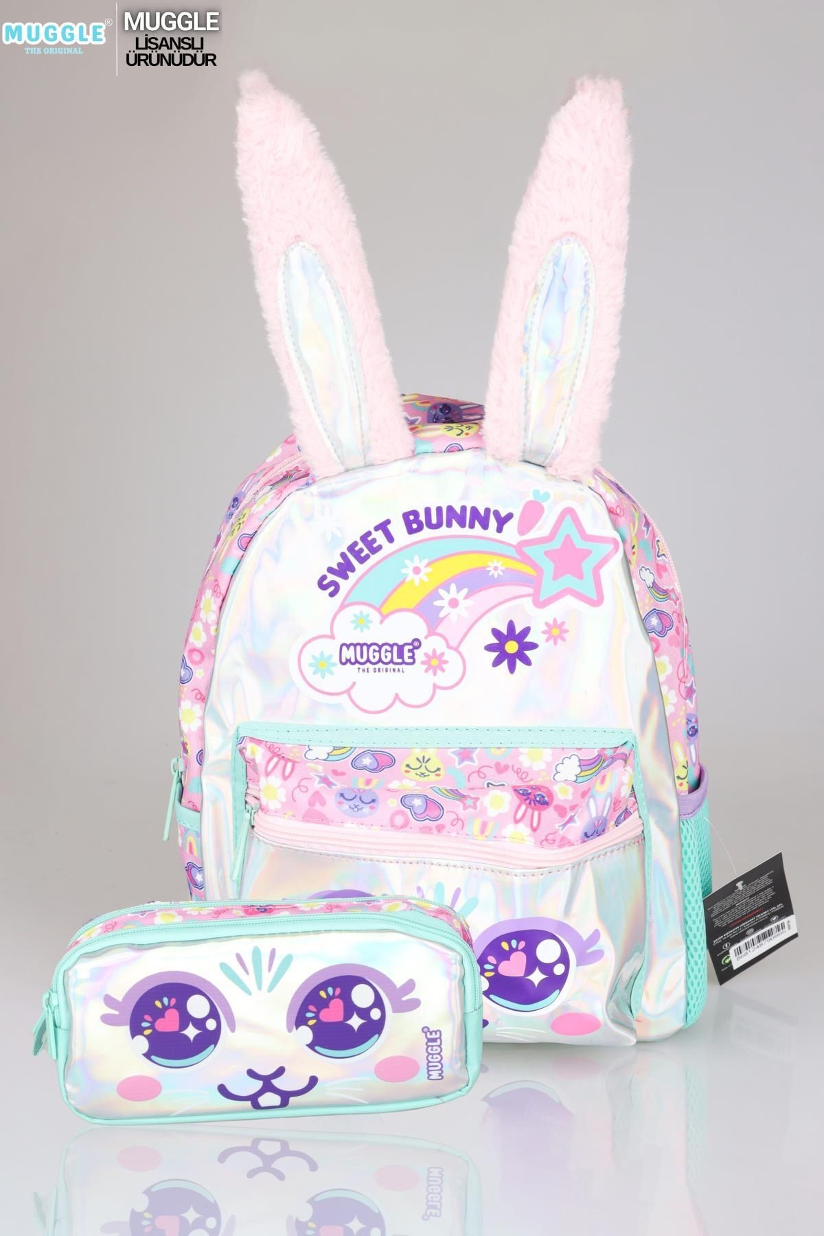 Tek Bölmeli Küçük Boy 32 Cm Bunny Anaokul Çantası Ve Kalem Çantası Okul Seti