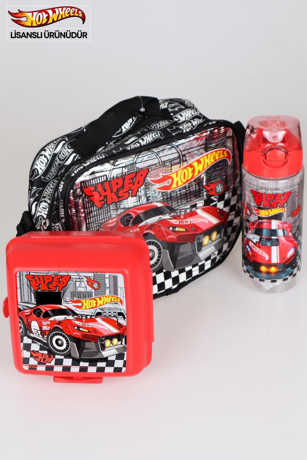 YENİ SEZON LİSANSLI HOT WHEELS BESLENME ÇANTASI, 2 KATLI BESLENME KABI VE 500 ML MATARA SETİ