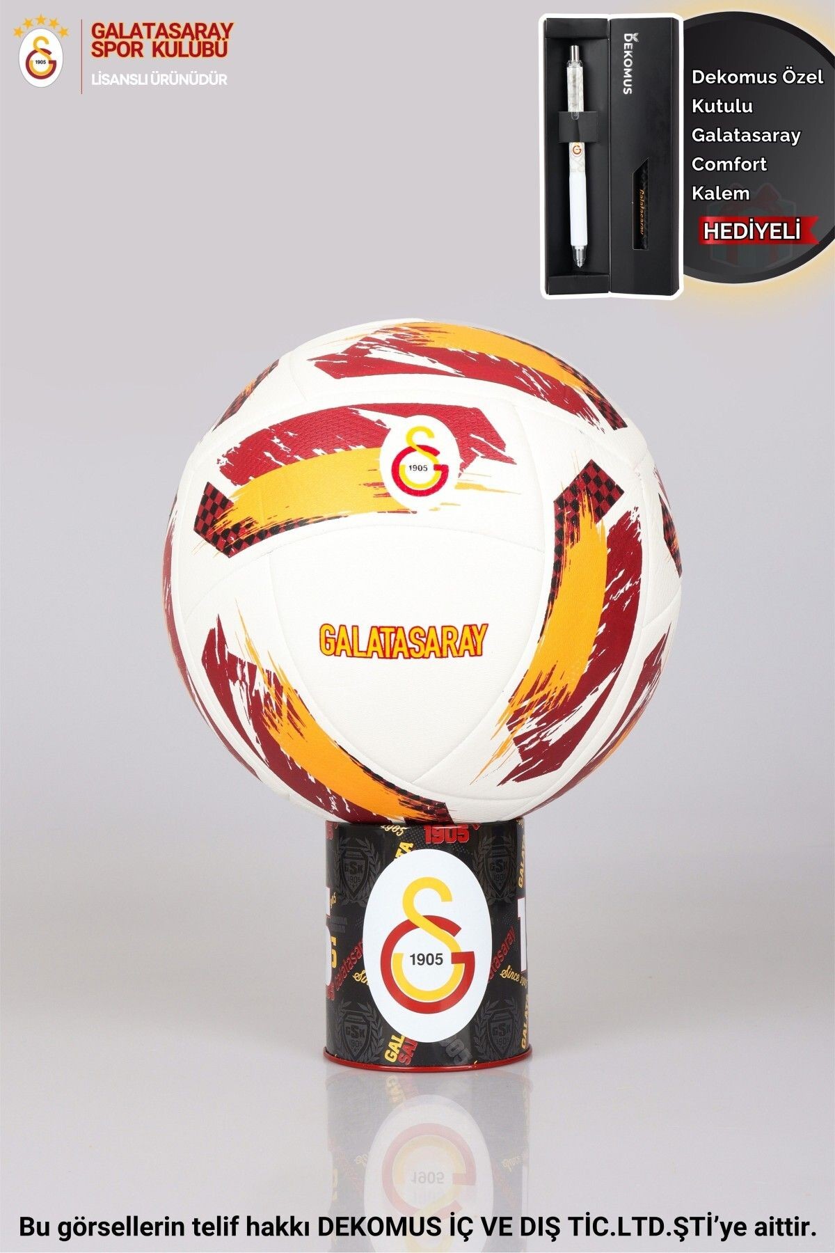 DEKOMUS İLE YENİ SEZON LİSANSLI GALATASARAY NEWFORCE FUTBOL TOPU NO:5 "ÖZEL KUTULU COMFORT KALEM HED