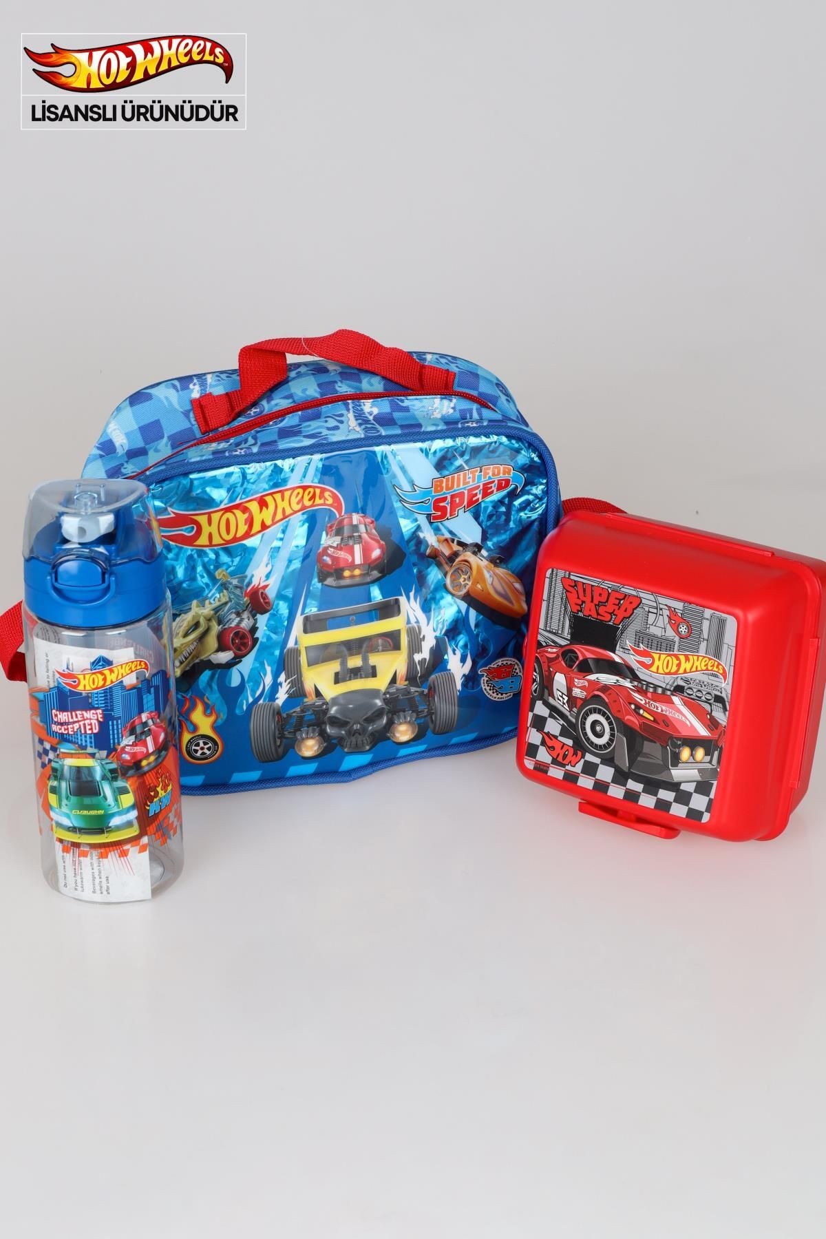 YENİ SEZON LİSANSLI HOT WHEELS BESLENME ÇANTASI, 2 KATLI BESLENME KABI VE 500 ML MATARA SETİ