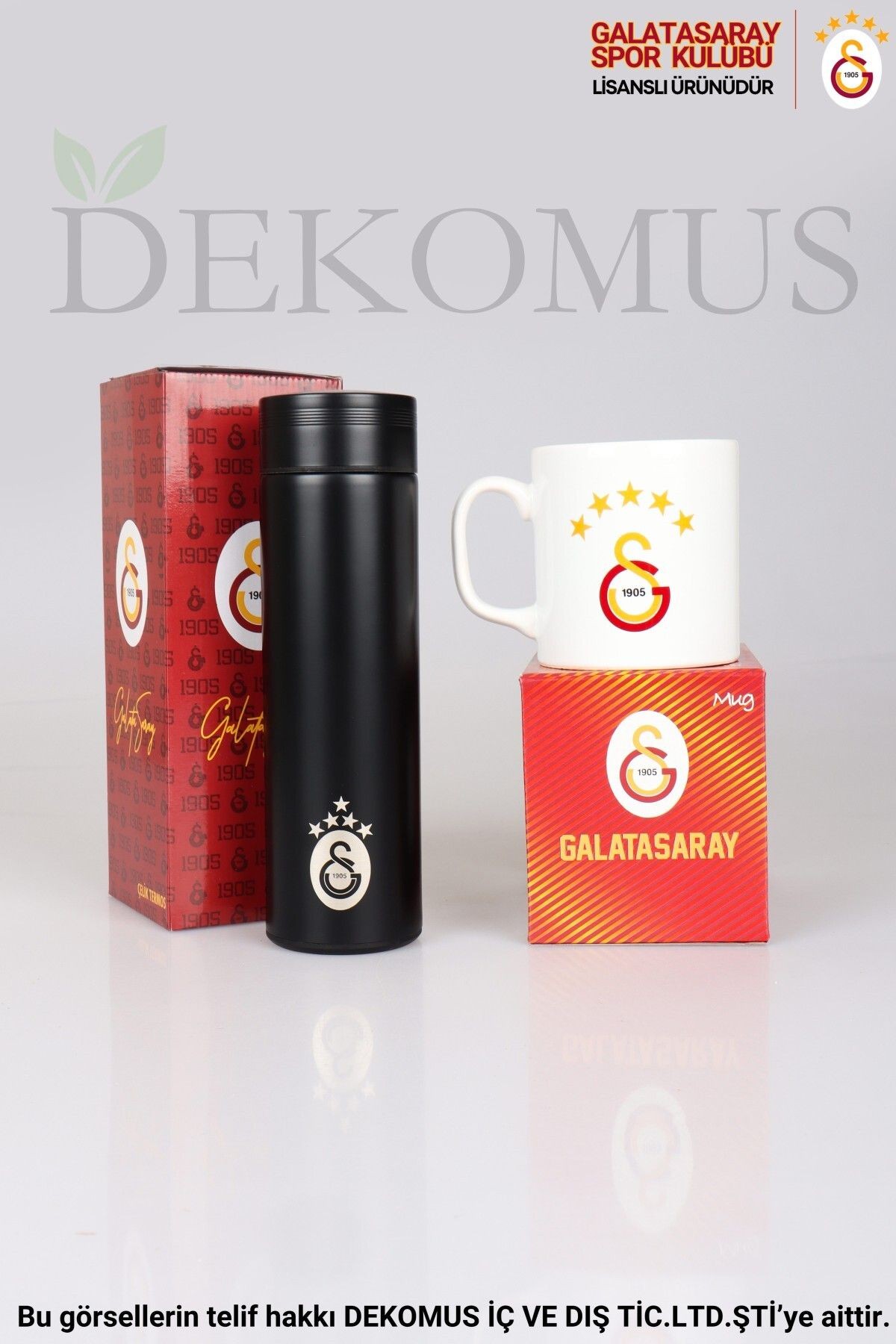 Dekomus Lisanslı Premıum 500 ml Çelik Termos Ve 5 Yıldızlı Kupa Seti