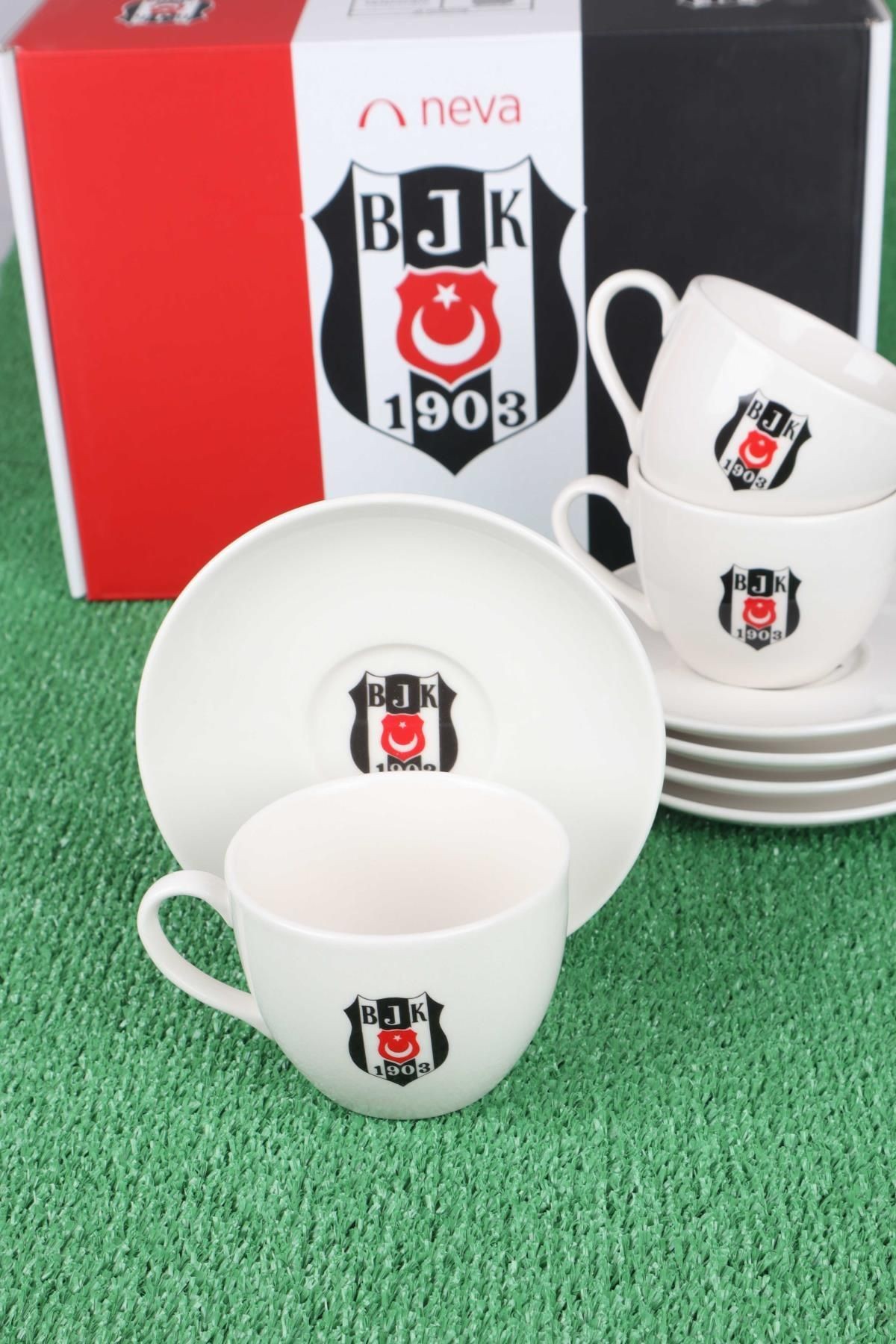 DEKOMUS İLE LİSANSLI BEŞİKTAŞ 6 KİŞİLİK 12 PARÇA PORSELEN ÇAY FİNCAN TAKIMI