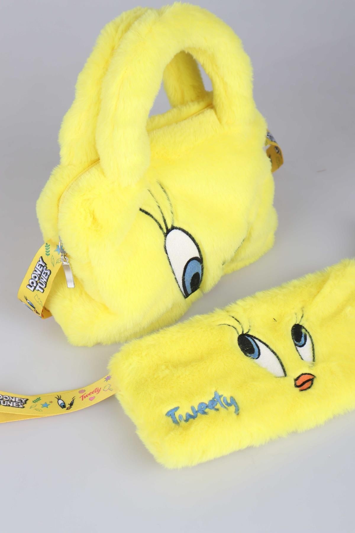 DEKOMUS İLE LİSANSLI YENİ SEZON TWEETY PELUŞ BASIC EL ÇANTASI VE OMUZ ÇANTASI 2'LİSİ