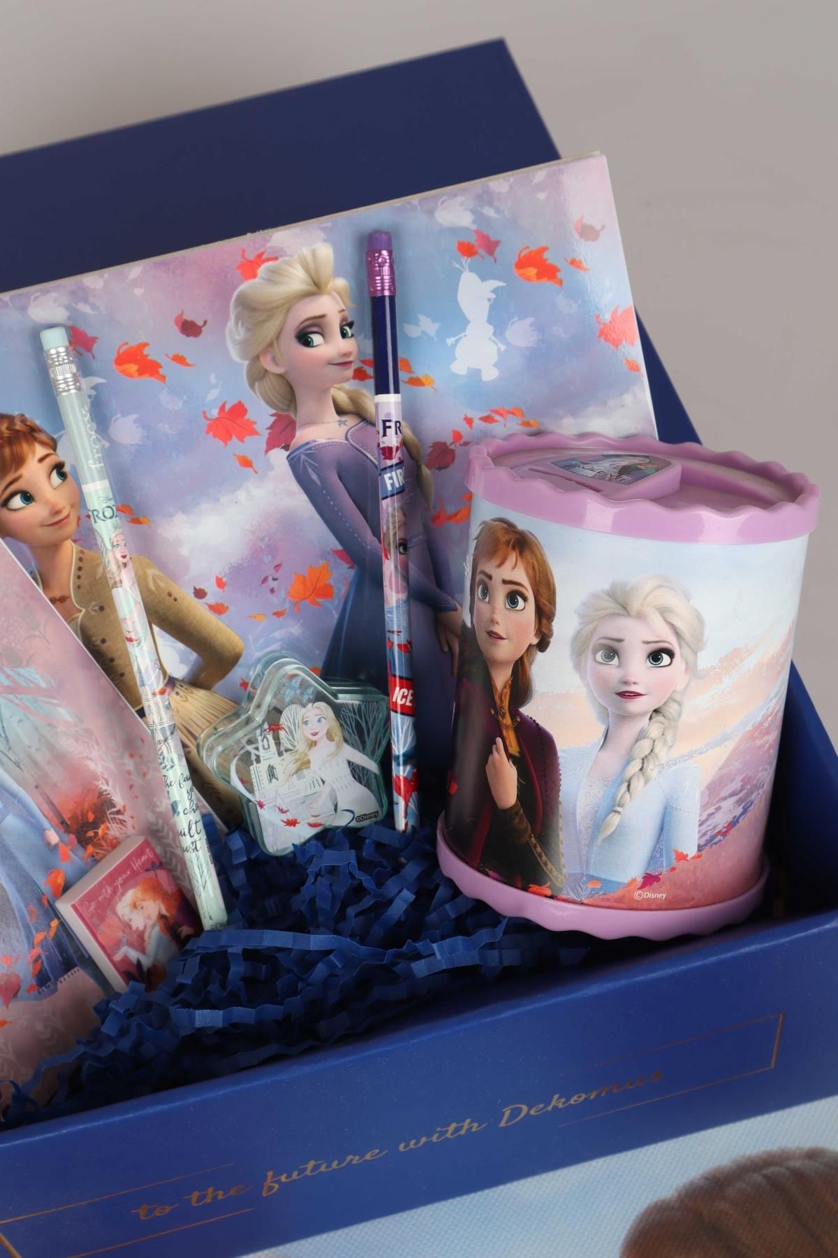 LİSANSLI İLE GIFT BOX ÖZEL KUTULU "ELSA'NIN PEMBE OKUL YOLCULUĞU" KIRTASİYE VE YEMEK SETİ