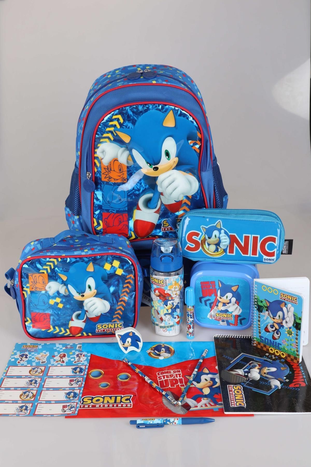 YENİ SEZON LİSANSLI SONIC FULL+FULL KIRTASİYE SETİ "OKUL ÇANTASI, BESLENME ÇANTASI VE KALEM ÇANTASI,