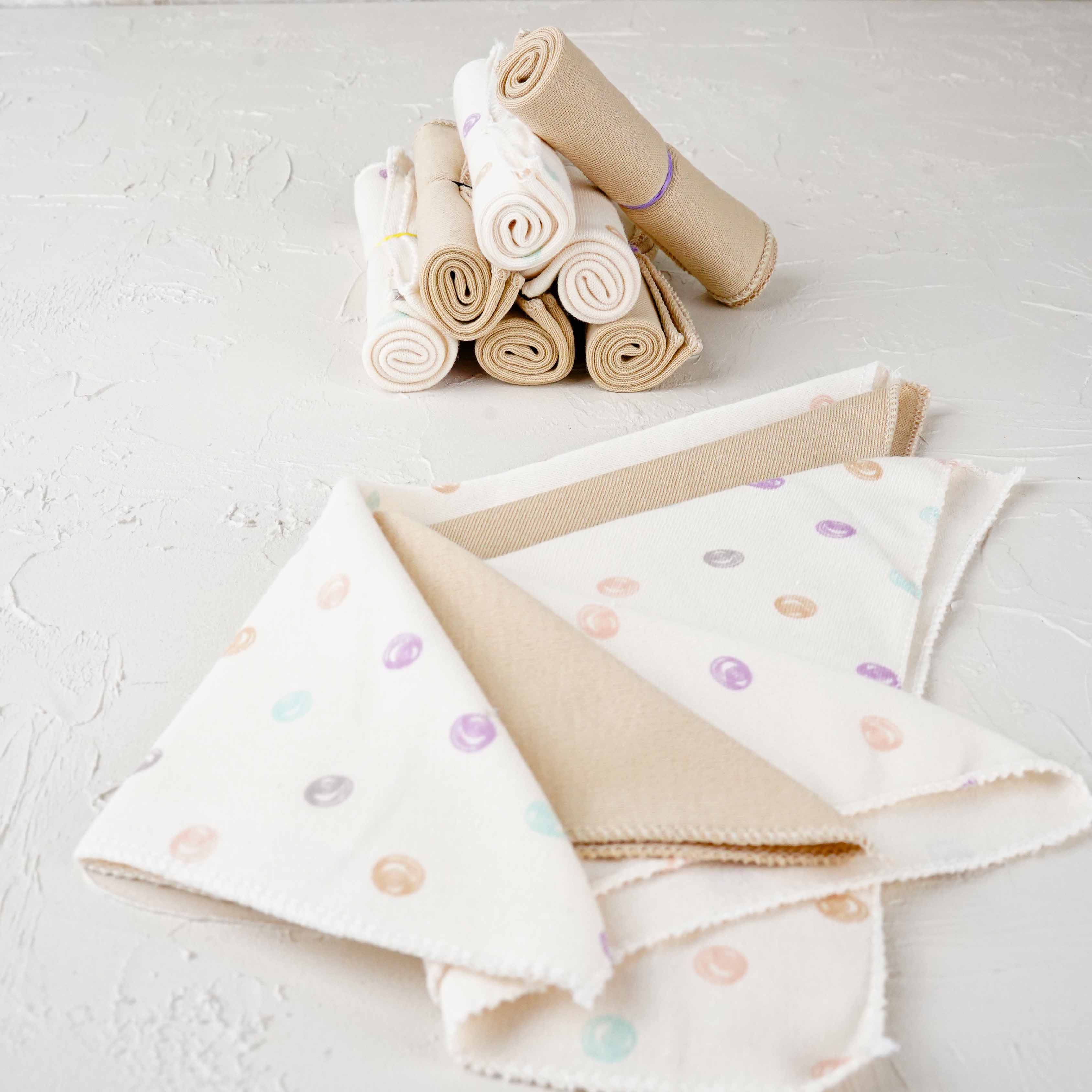 Lora Bliss Unisex 7'li Desenli Ağız Mendili Seti 23x23 cm - Bej