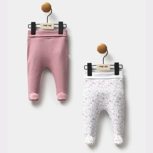 Lora Bliss Kız BebekÇam Desenli 2’li Patikli Tek Alt Takım - Mürdüm