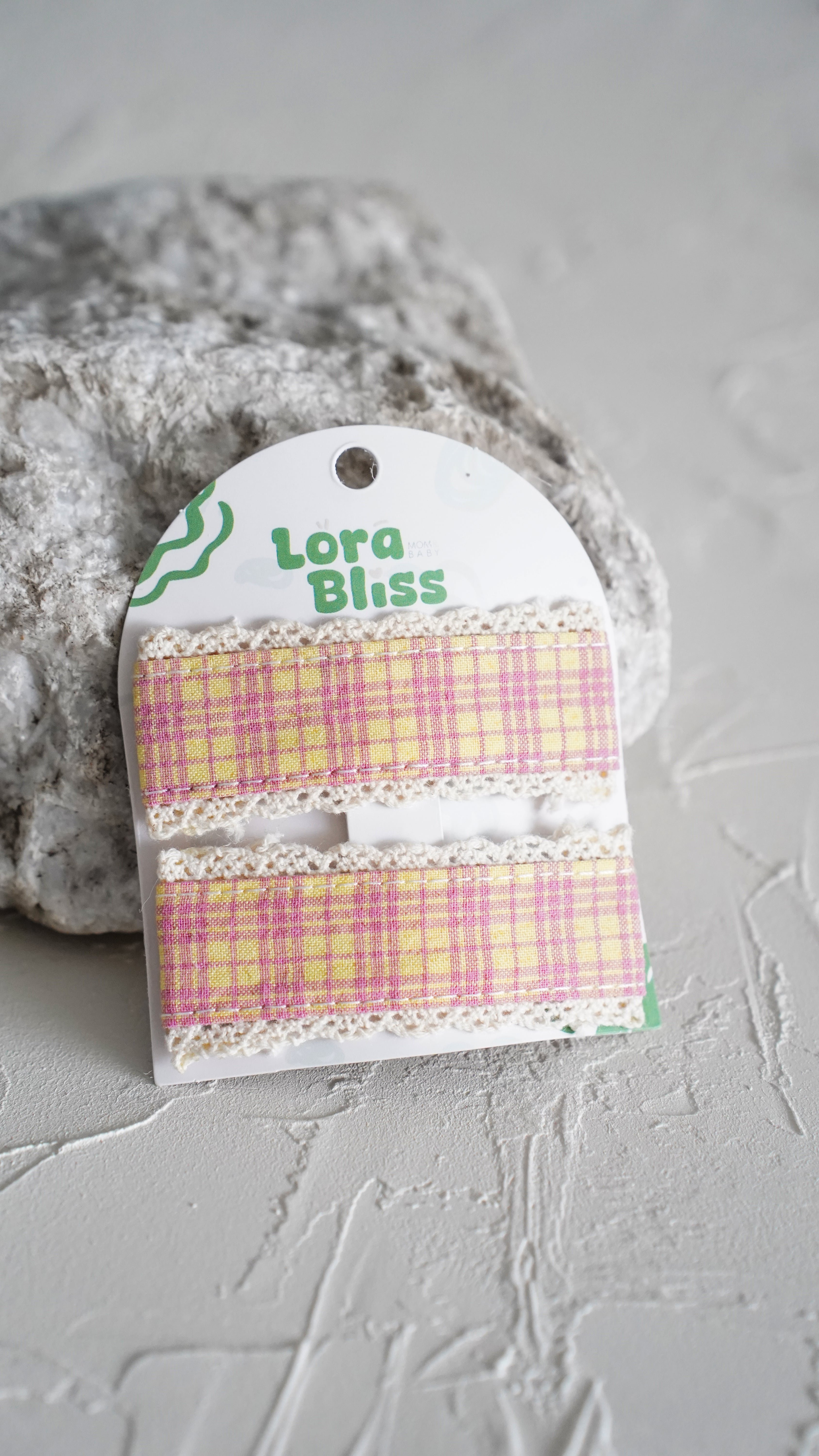Lora Bliss Dantelli Ekose Desenli Çıtçıt Tekli Toka  - Pembe Ekose