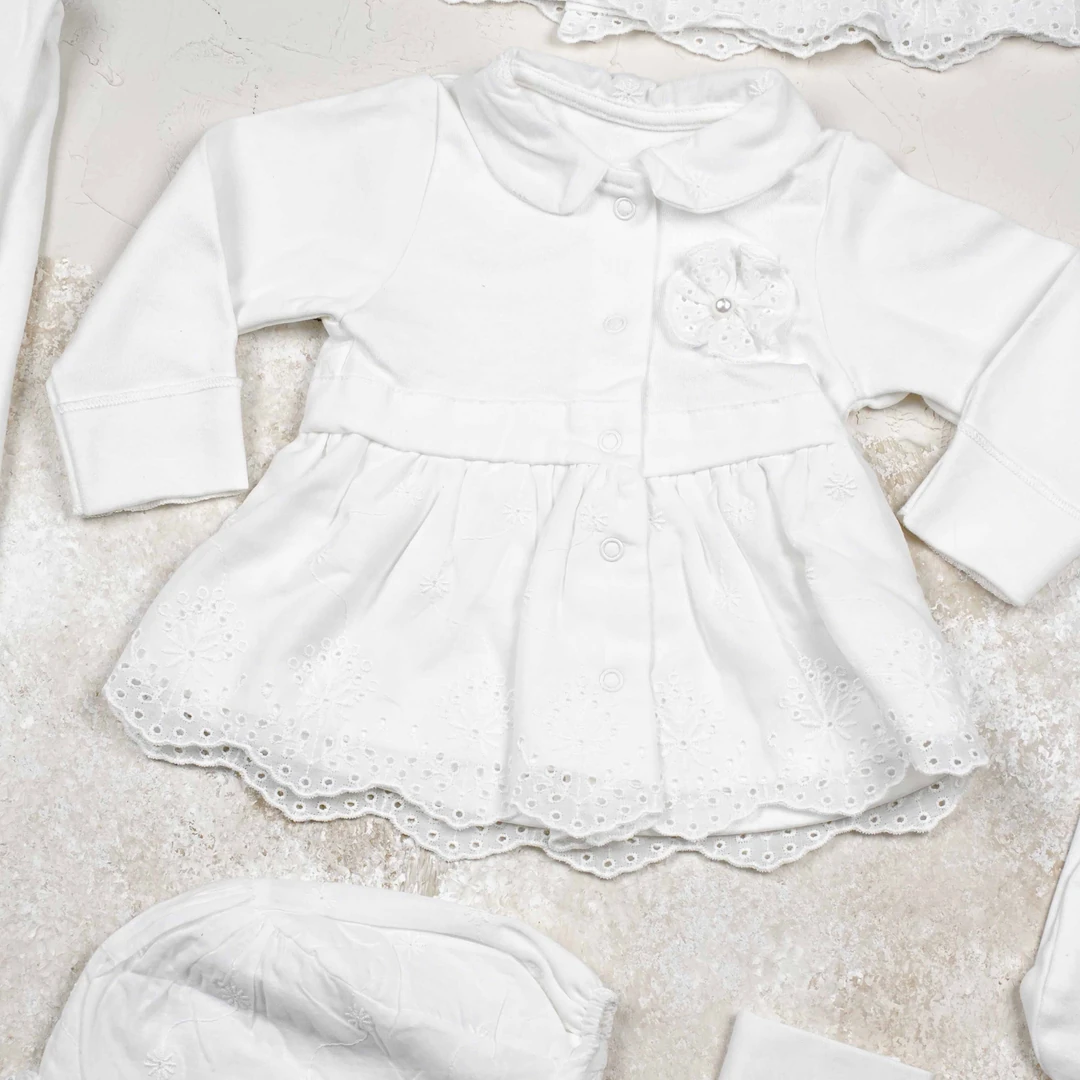 Lora Bliss Kız İncili Dokuma  10’lu Hastane Çıkışı Seti - Krem