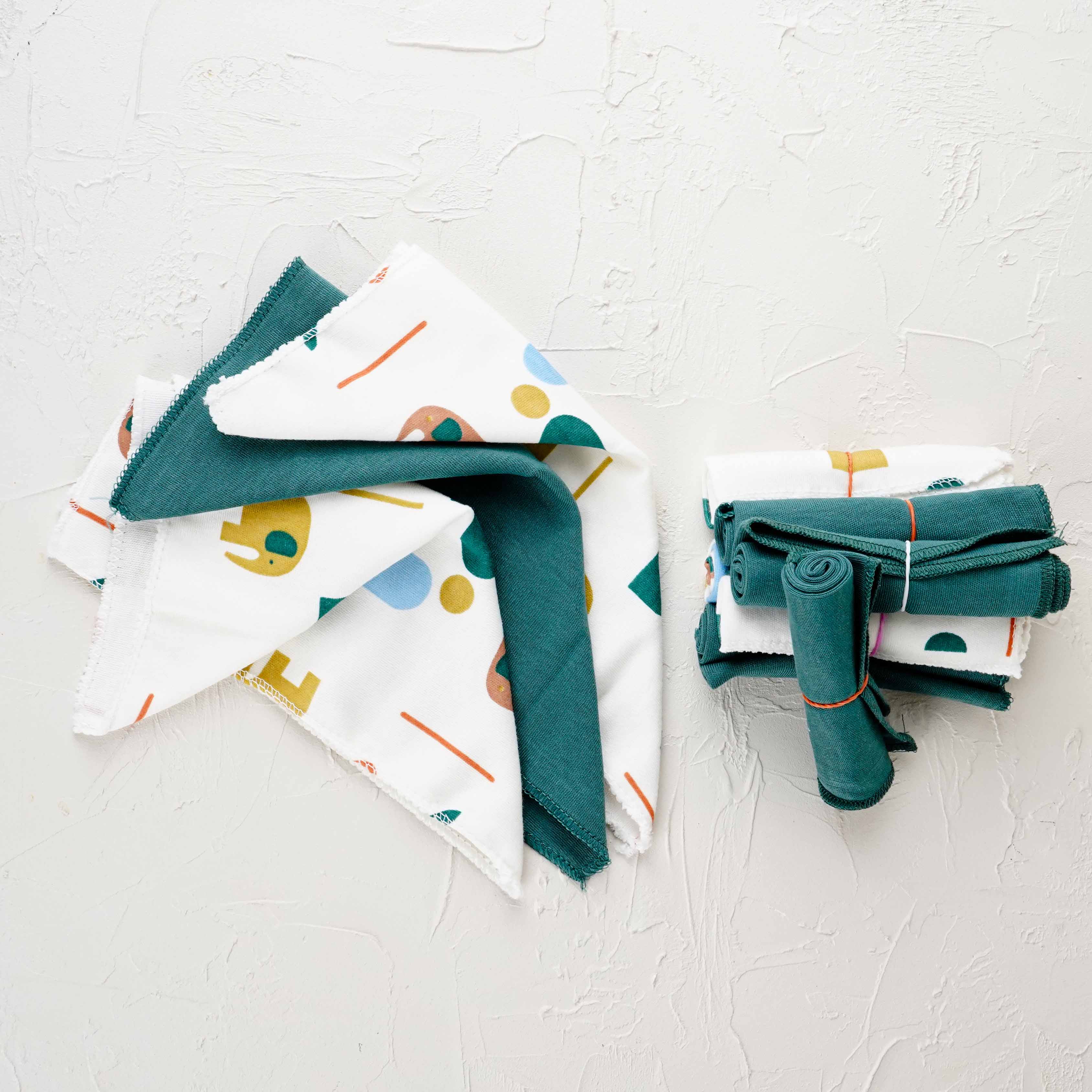 Lora Bliss Unisex 7'li Desenli Ağız Mendili Seti 23x23 cm - Yeşil