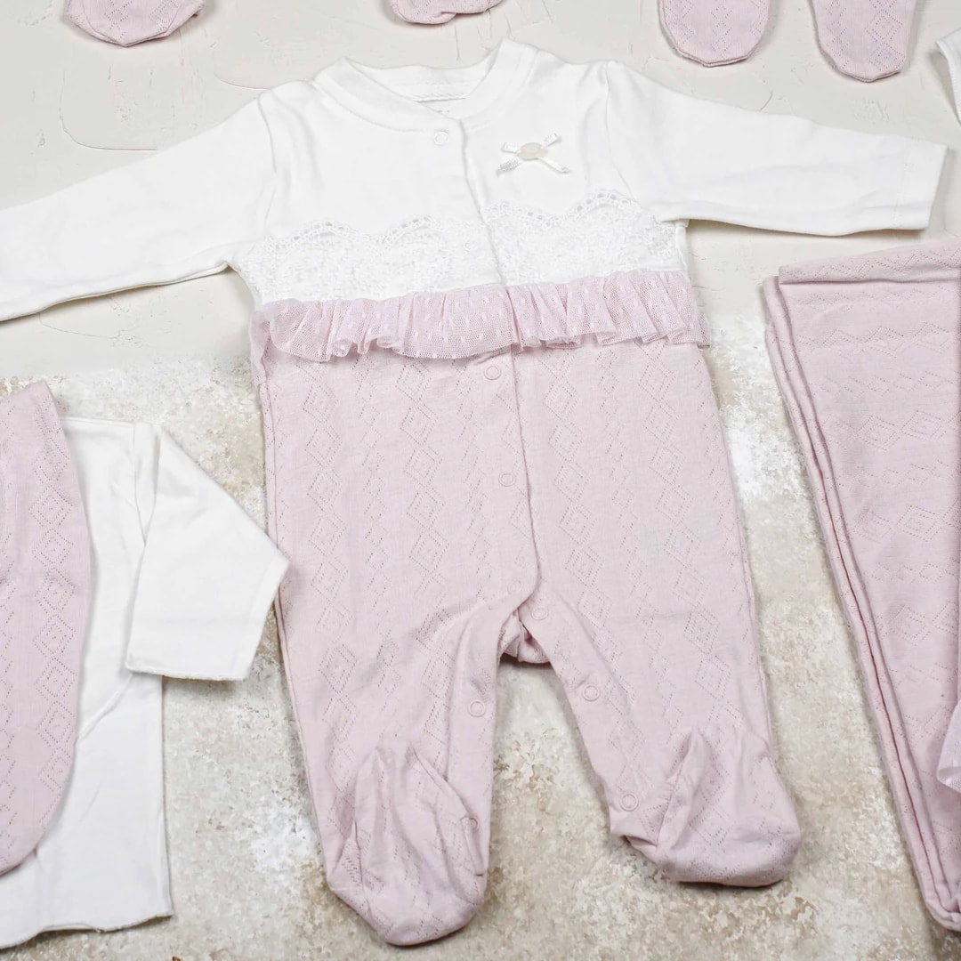 Lora Bliss Kız Bebek Tüllü Jakarlı 10’lu Hastane Çıkışı Zıbın Seti