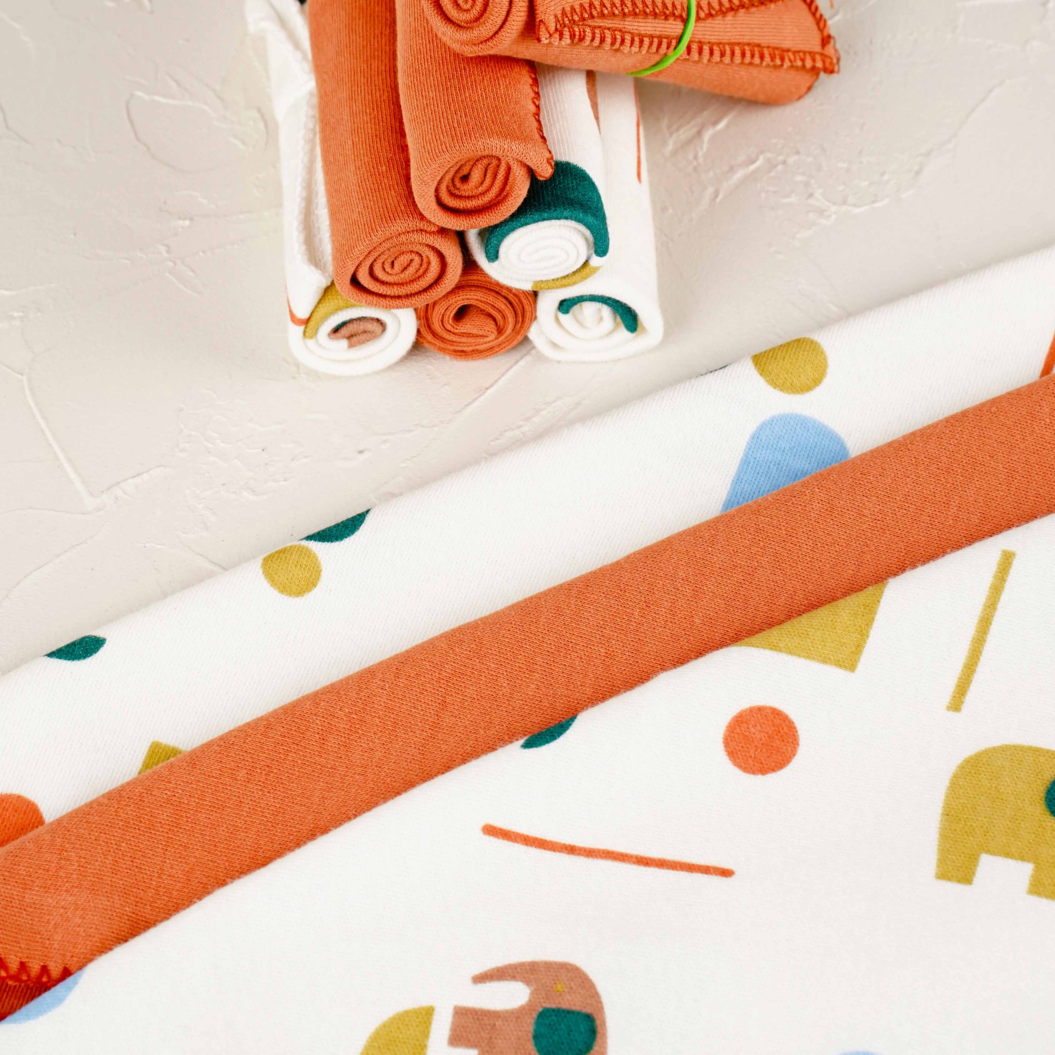 Lora Bliss Unisex 7'li Desenli Ağız Mendili Seti 23x23 cm - Turuncu