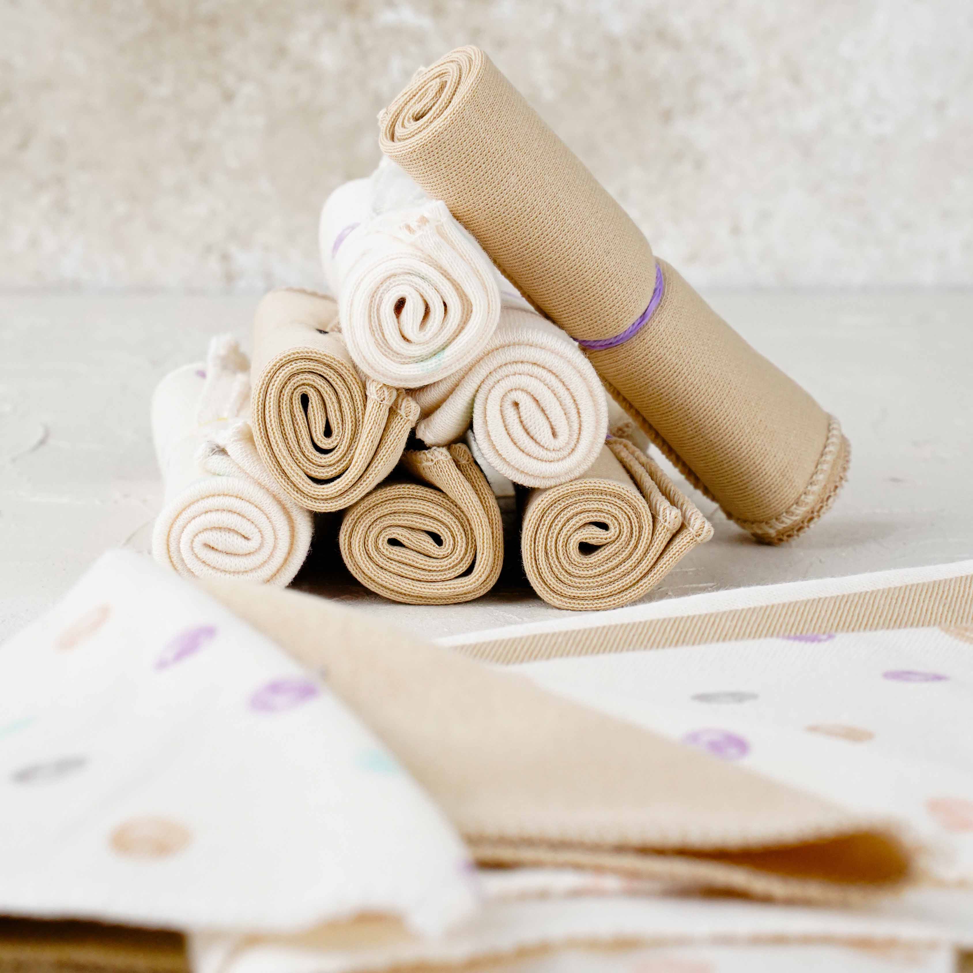 Lora Bliss Unisex 7'li Desenli Ağız Mendili Seti 23x23 cm - Bej