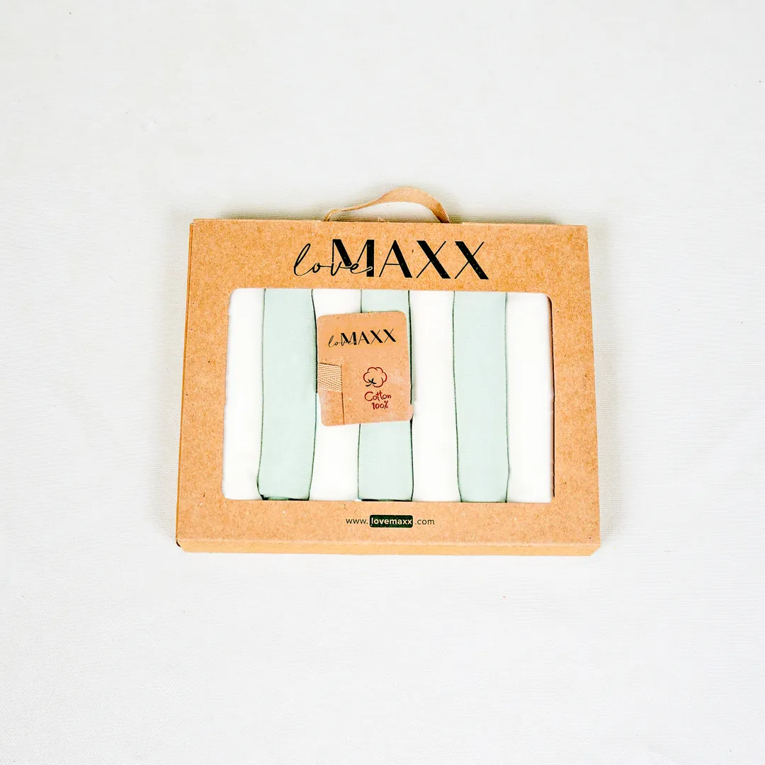 Lora Bliss Unisex Penye Ağız Mendili – 7'li Set | 22x23 cm - Mint Yeşili