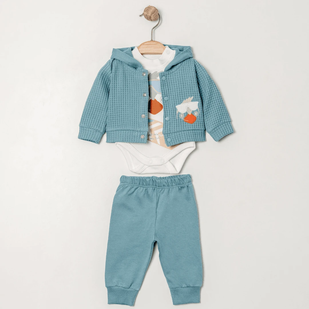 Lora Bliss Erkek 3’lü Kapüşonlu Ördek Baskılı Takım - Mavi