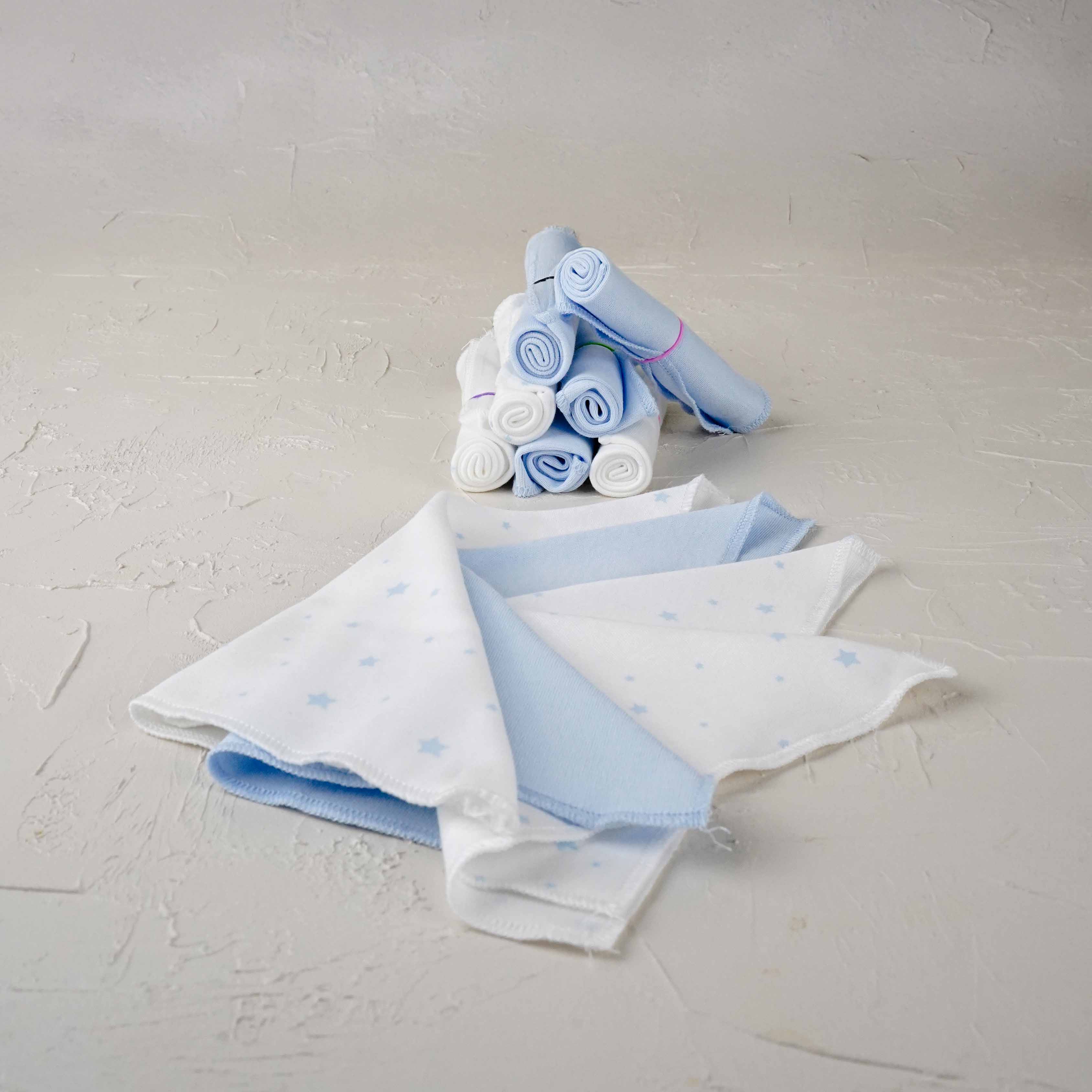 Lora Bliss Unisex 7'li Desenli Ağız Mendili Seti 23x23 cm - Buz mavisi Çizgili