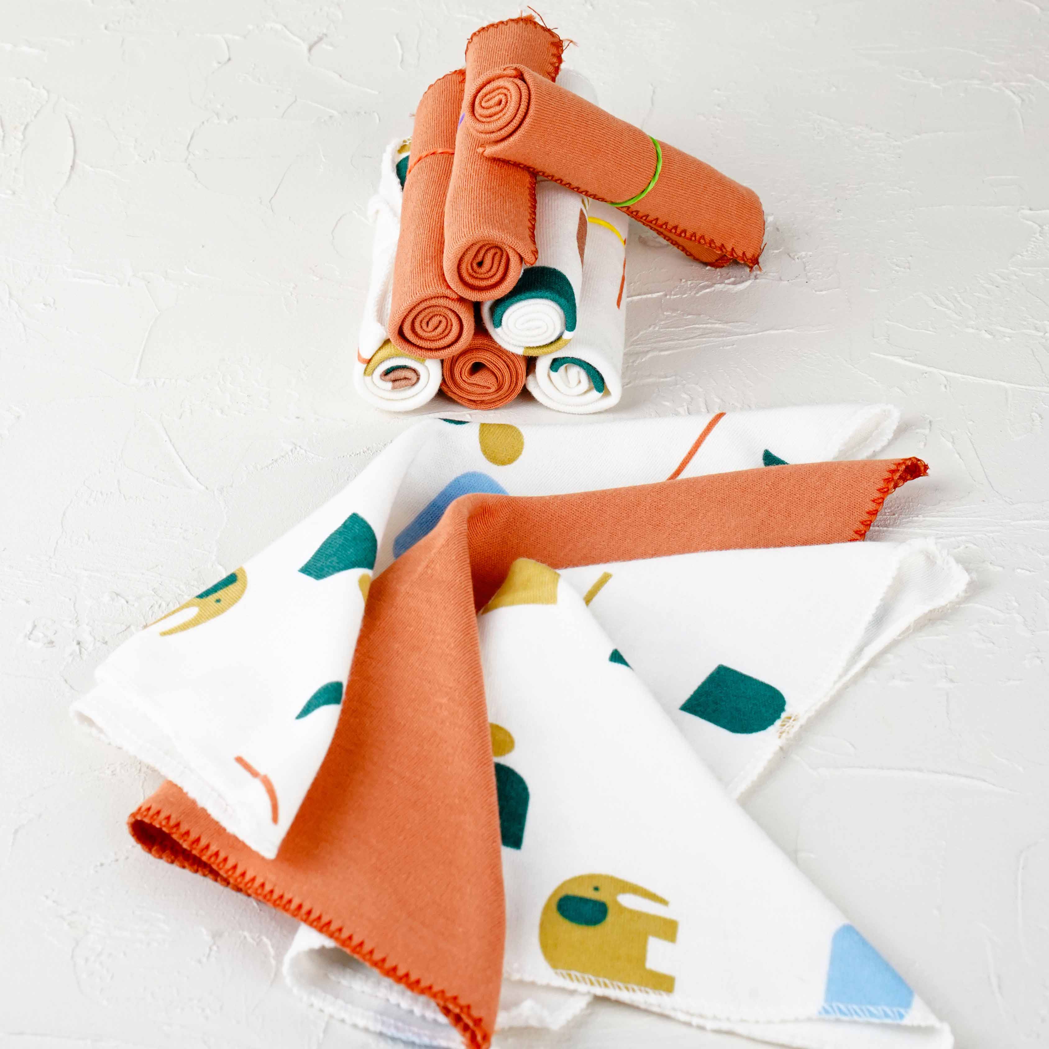 Lora Bliss Unisex 7'li Desenli Ağız Mendili Seti 23x23 cm - Turuncu