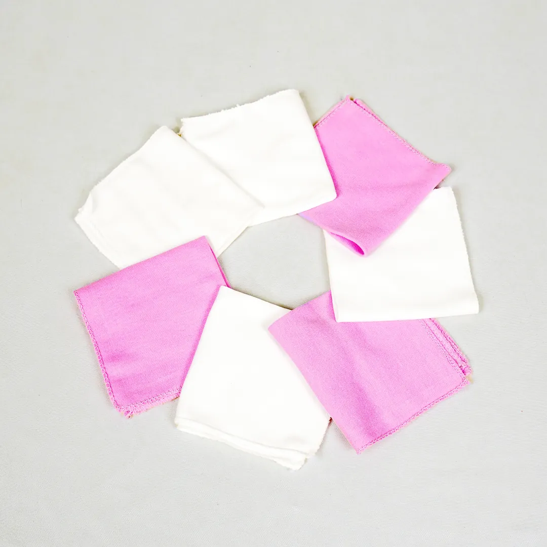 Lora Bliss Unisex Penye Ağız Mendili – 7'li Set | 22x23 cm - Pembe