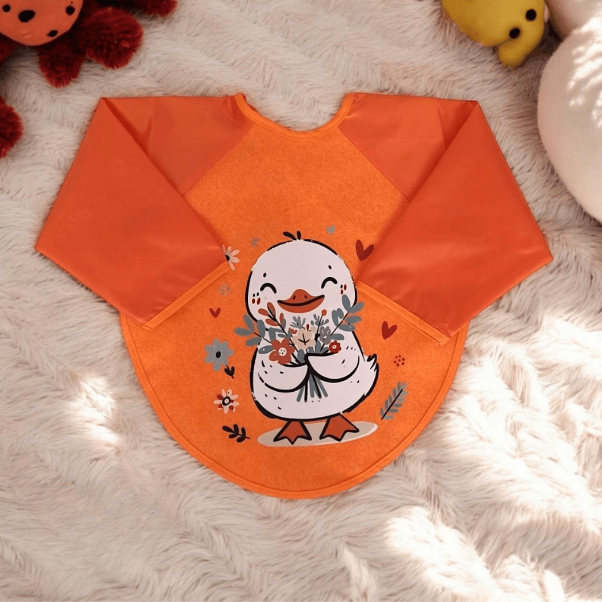Lora Bliss Kız Bebek Kollu Önlük – Çiçekli Ördek Desen