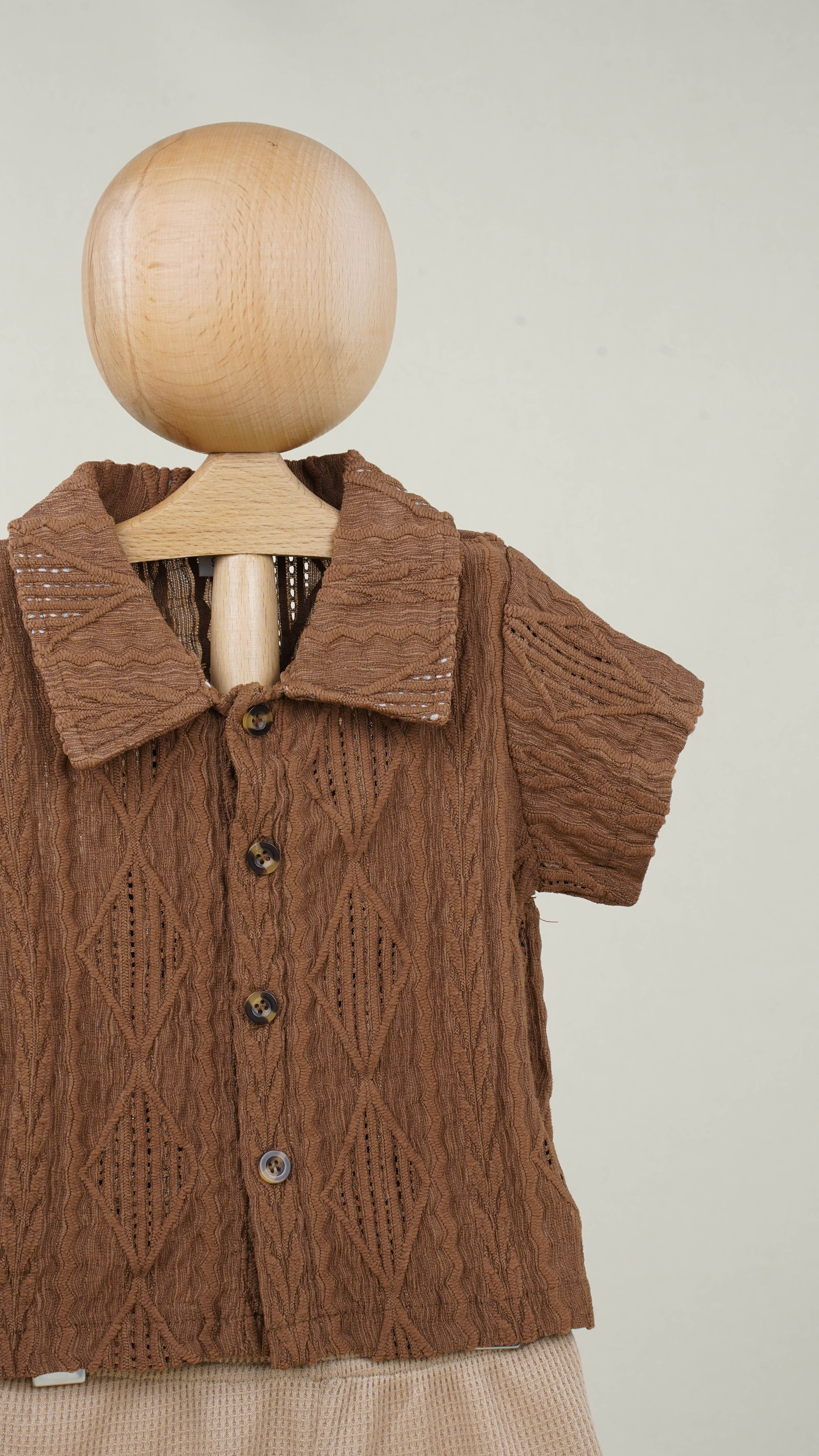 Lora Bliss Erkek Çocuk Kahverengi Gömlek ve Şort İkili Takım