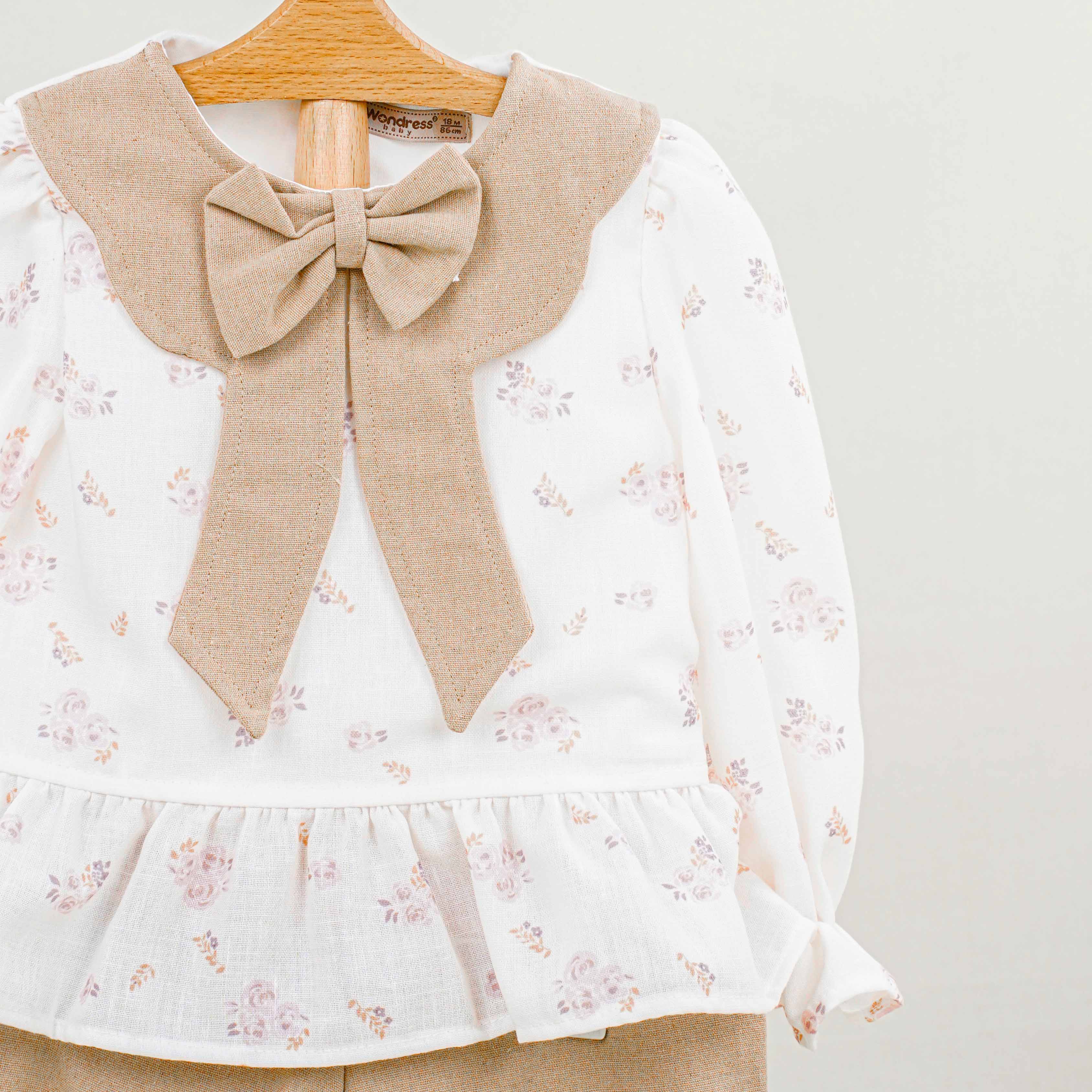 Lora Bliss Kız Çocuk Rose Keten Takım - Bej
