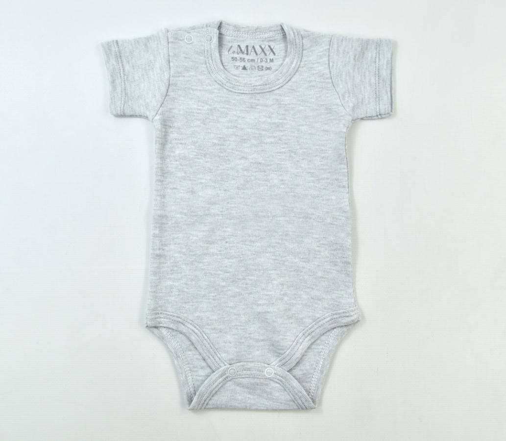 Lora Bliss Unisex Bebek Gri İnterlok Kısa Kol Aylık Body – 9-12 Ay