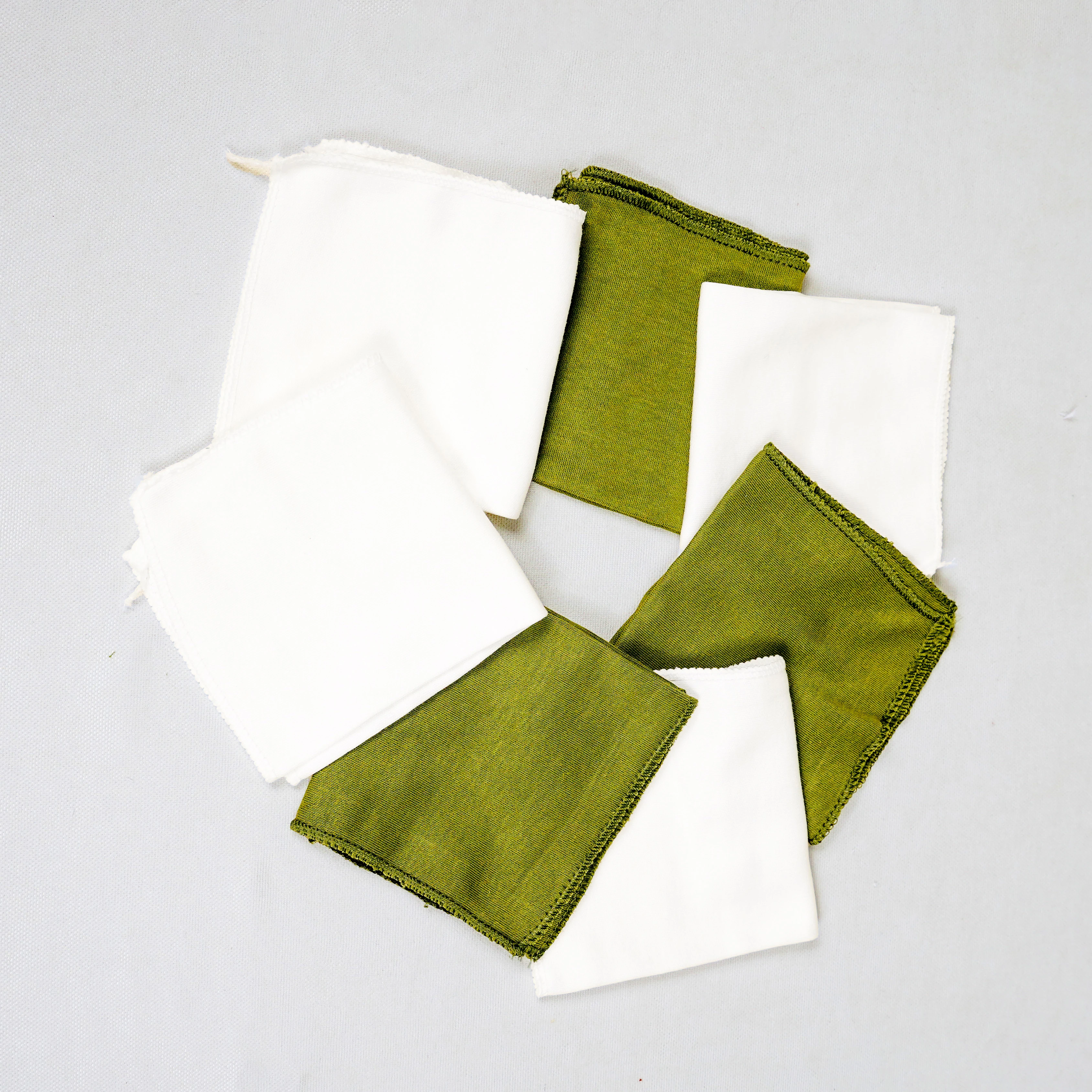 Lora Bliss Unisex Penye Ağız Mendili – 7'li Set | 22x23 cm - Beyaz- Yeşil