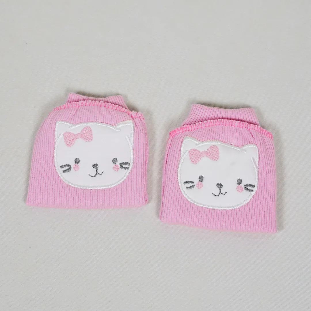 Lora Bliss Kedi Nakışlı Kız Bebek Dizlik - Pembe