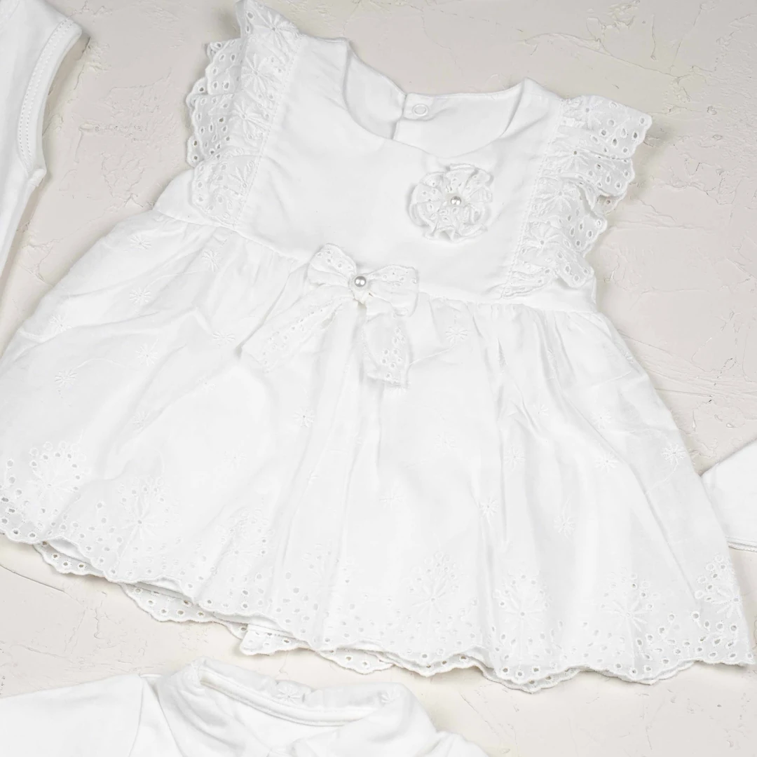 Lora Bliss Kız İncili Dokuma  10’lu Hastane Çıkışı Seti - Krem