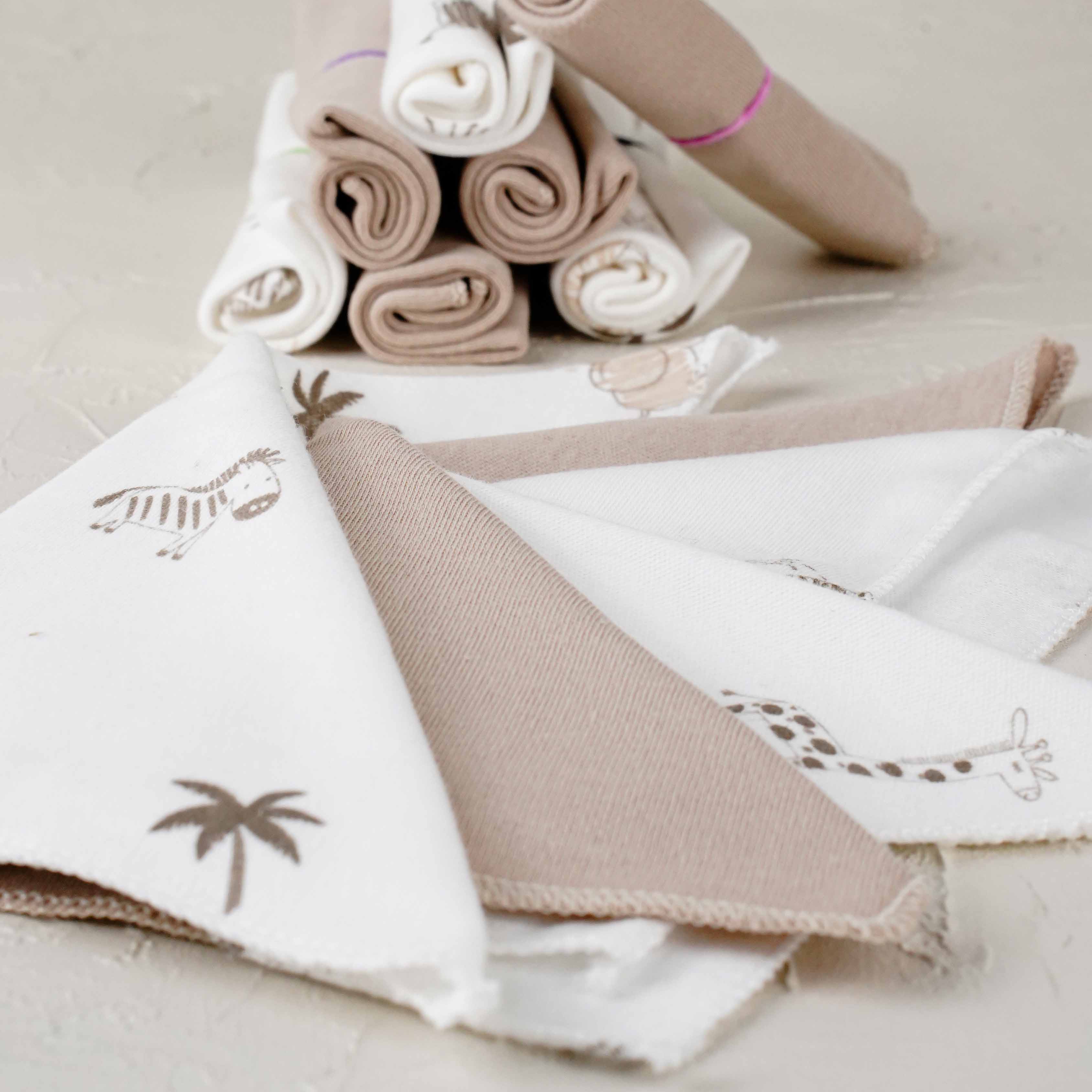 Lora Bliss Unisex 7'li Desenli Ağız Mendili Seti 23x23 cm - Taş