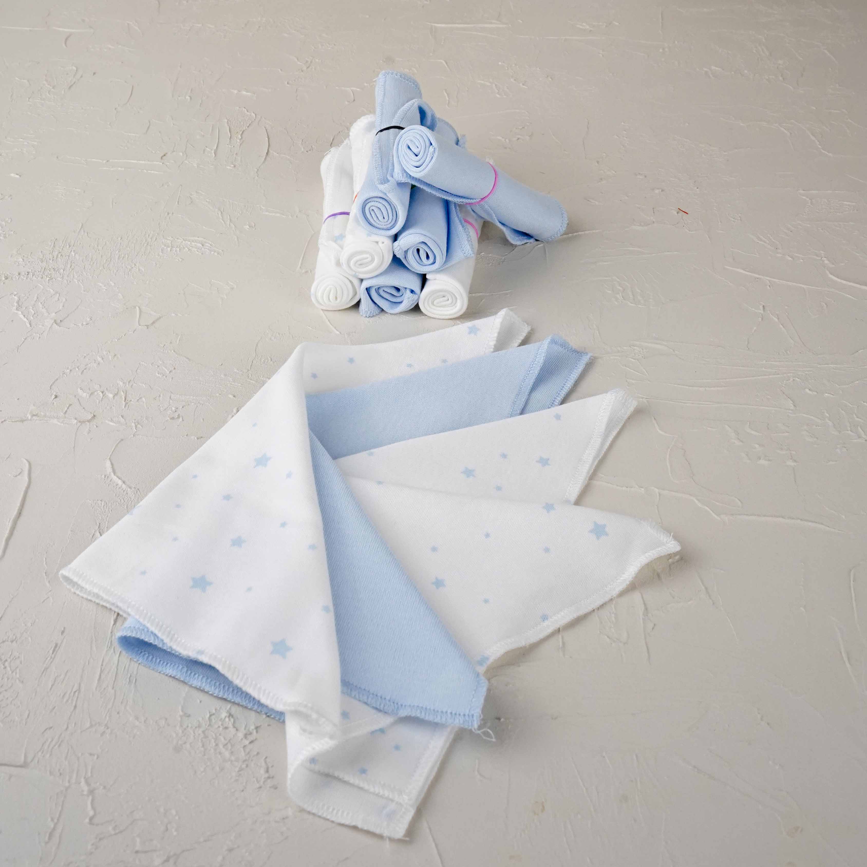 Lora Bliss Unisex 7'li Desenli Ağız Mendili Seti 23x23 cm - Buz mavisi Çizgili