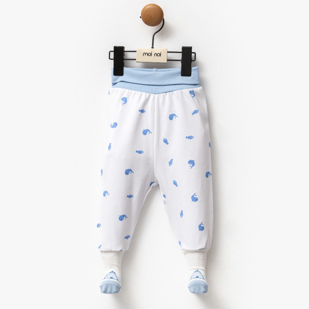 Lora Bliss Unisex Balık Baskılı Çoraplı Bebek Alt | Rahat Kesim, Yumuşak Bel Lastiği