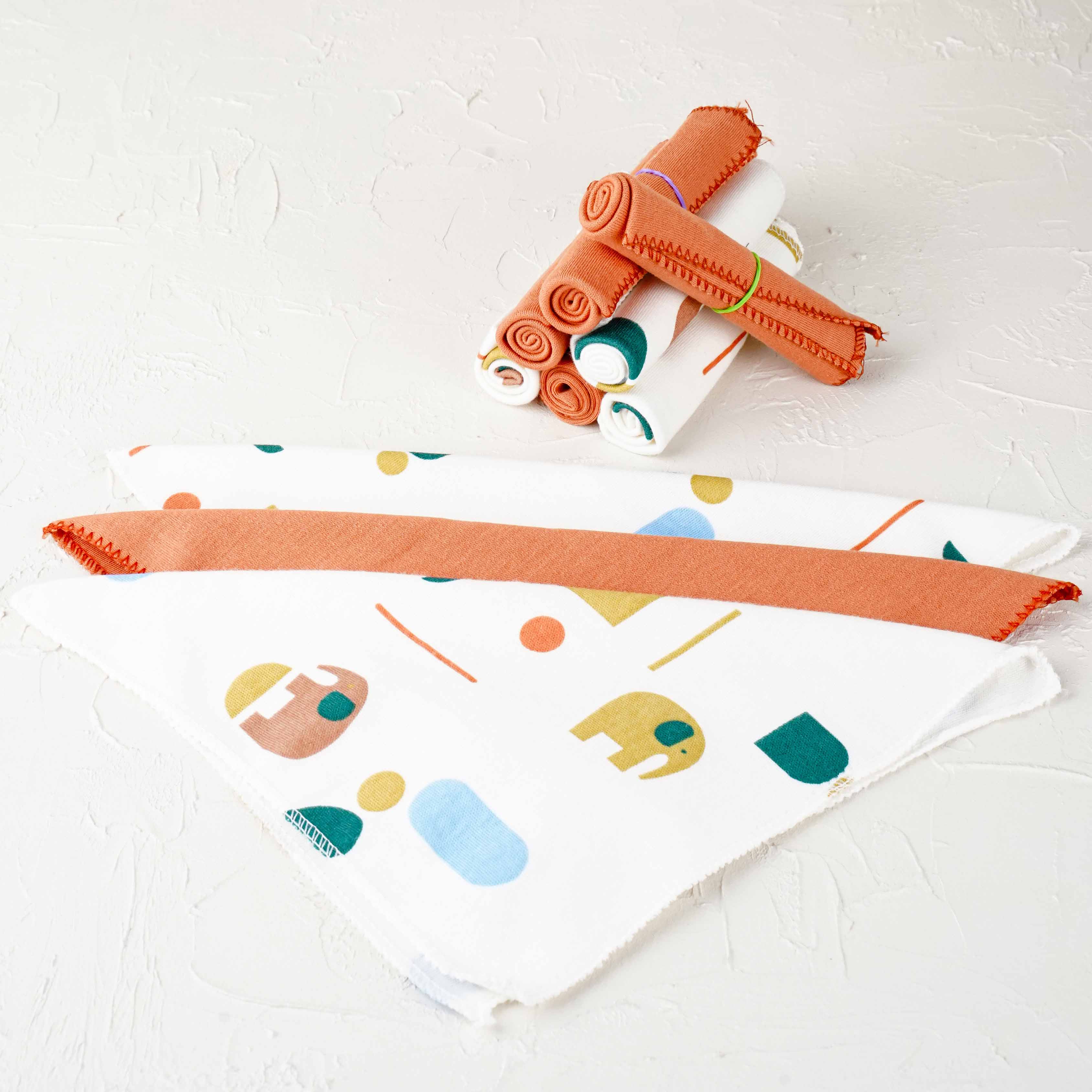 Lora Bliss Unisex 7'li Desenli Ağız Mendili Seti 23x23 cm - Turuncu