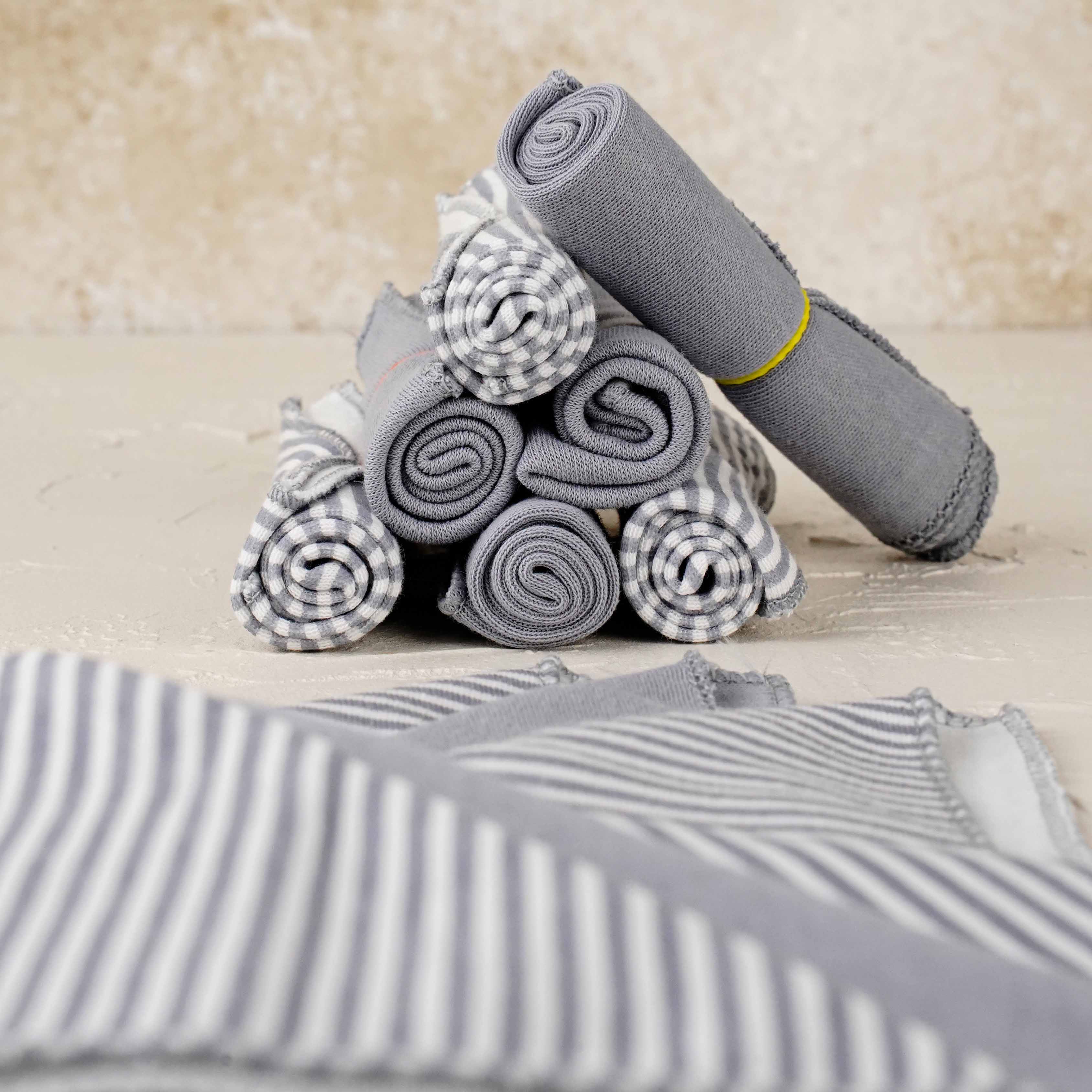 Lora Bliss Unisex 7'li Desenli Ağız Mendili Seti 23x23 cm - Gri