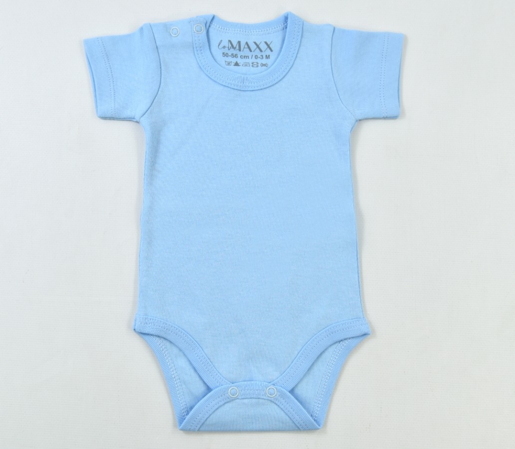 Lora Bliss Unisex Bebek Mavi İnterlok Kısa Kol Aylık Body – 0-3 Ay