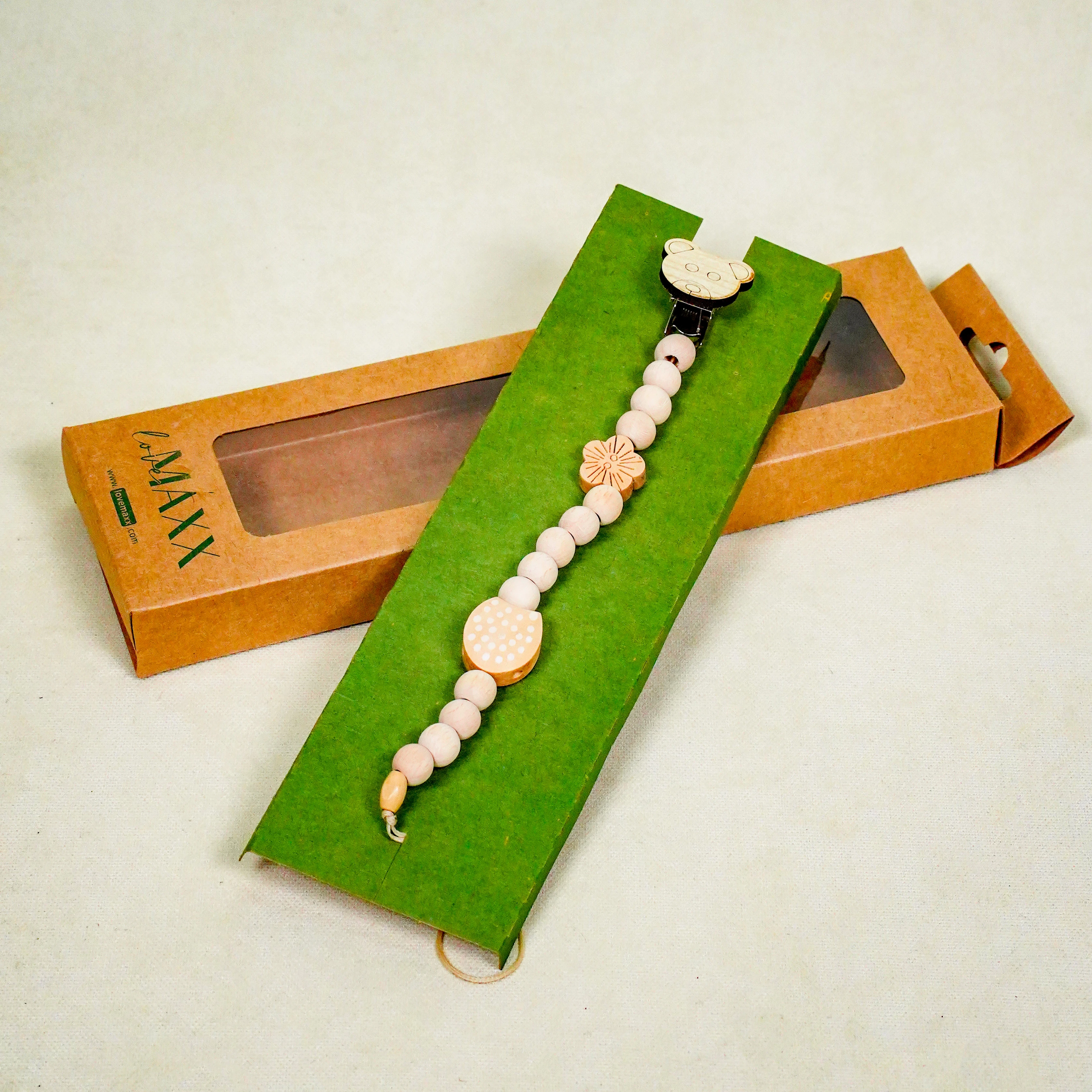 Lora Bliss Unisex Emzik Tutacağı – Ahşap Boncuklu  (1 Adet Karışık Model) - Ayıcık