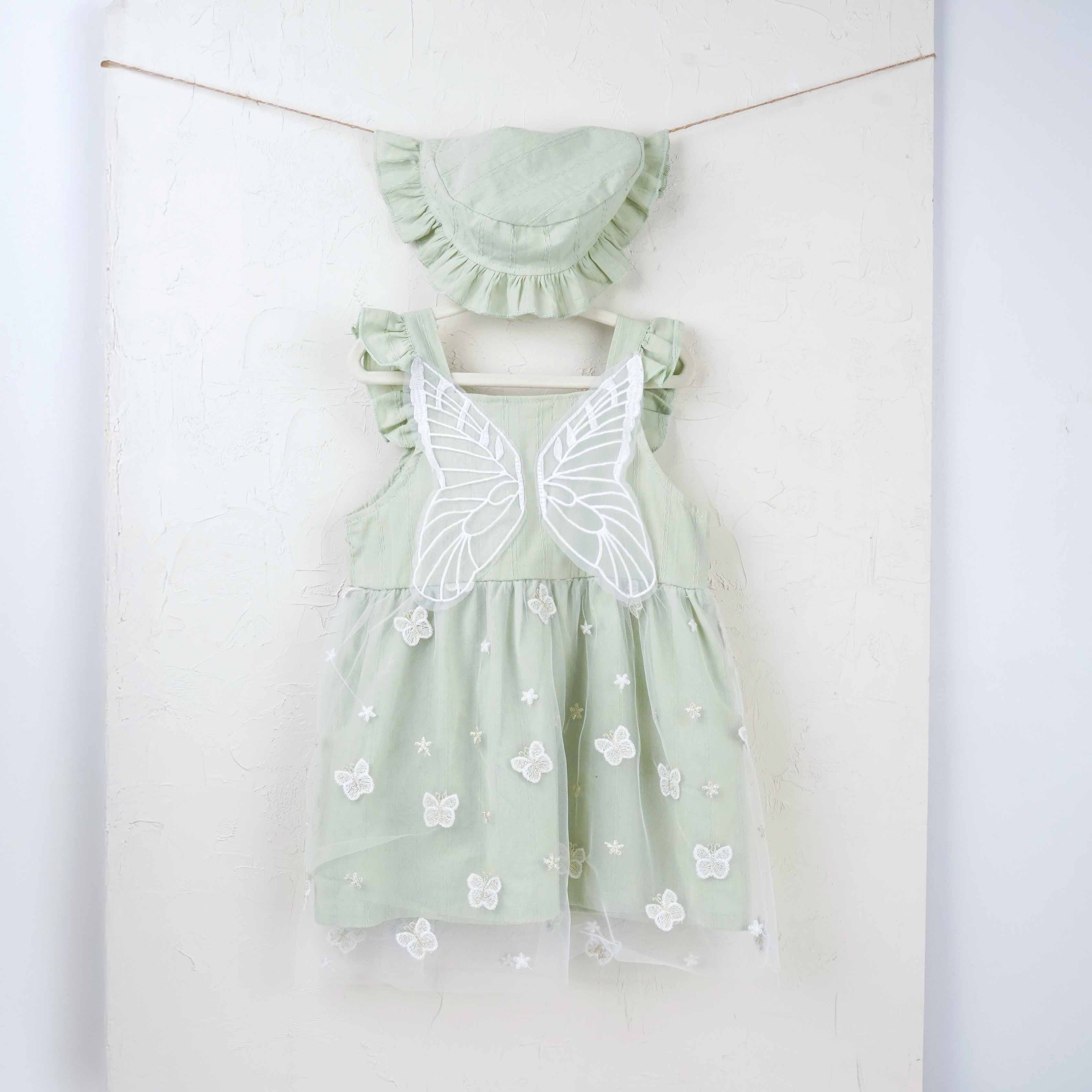 Lora Bliss Kız Bebek Su Yeşili Kurdele Detaylı Elbise