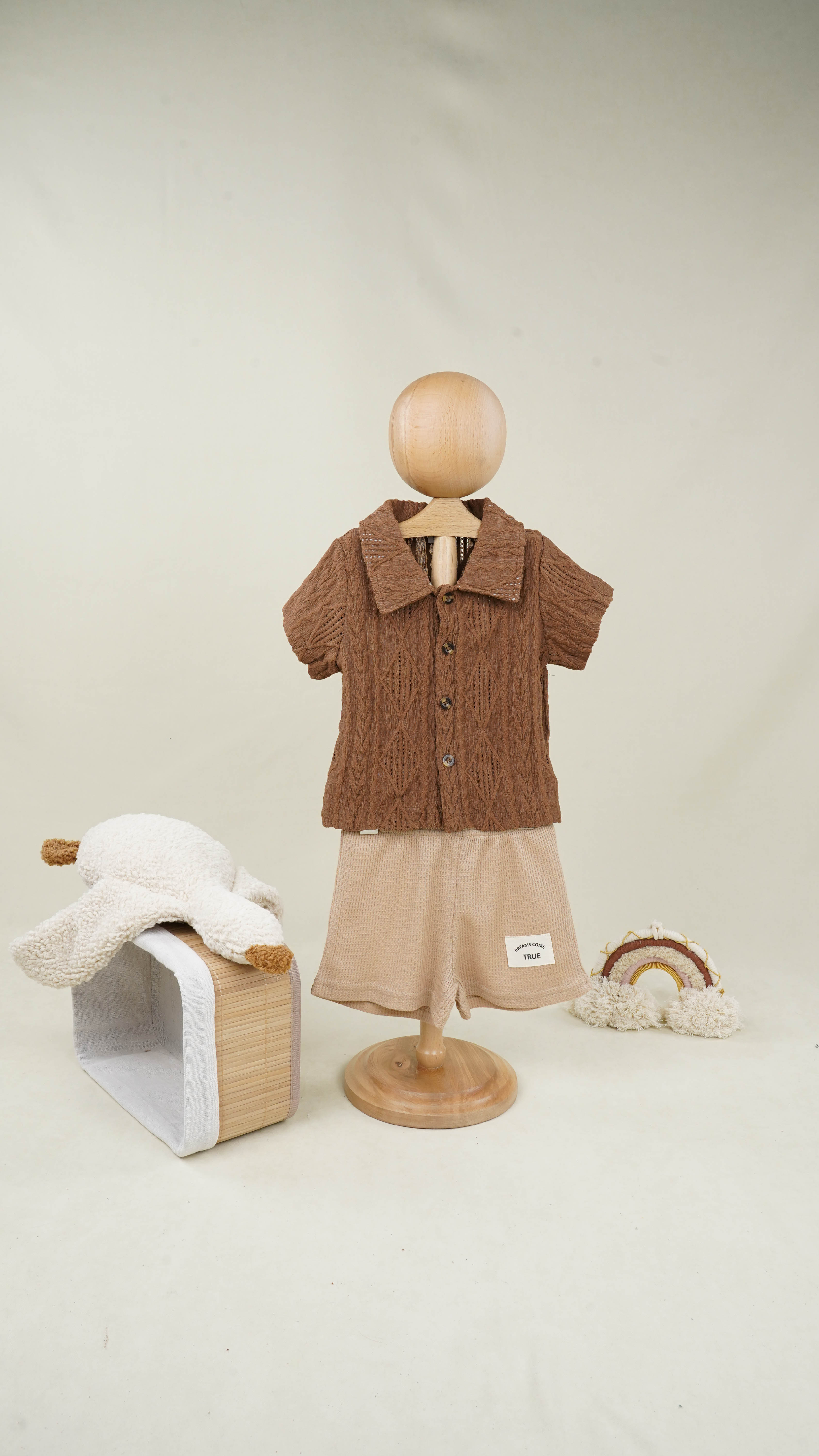 Lora Bliss Erkek Çocuk Kahverengi Gömlek ve Şort İkili Takım