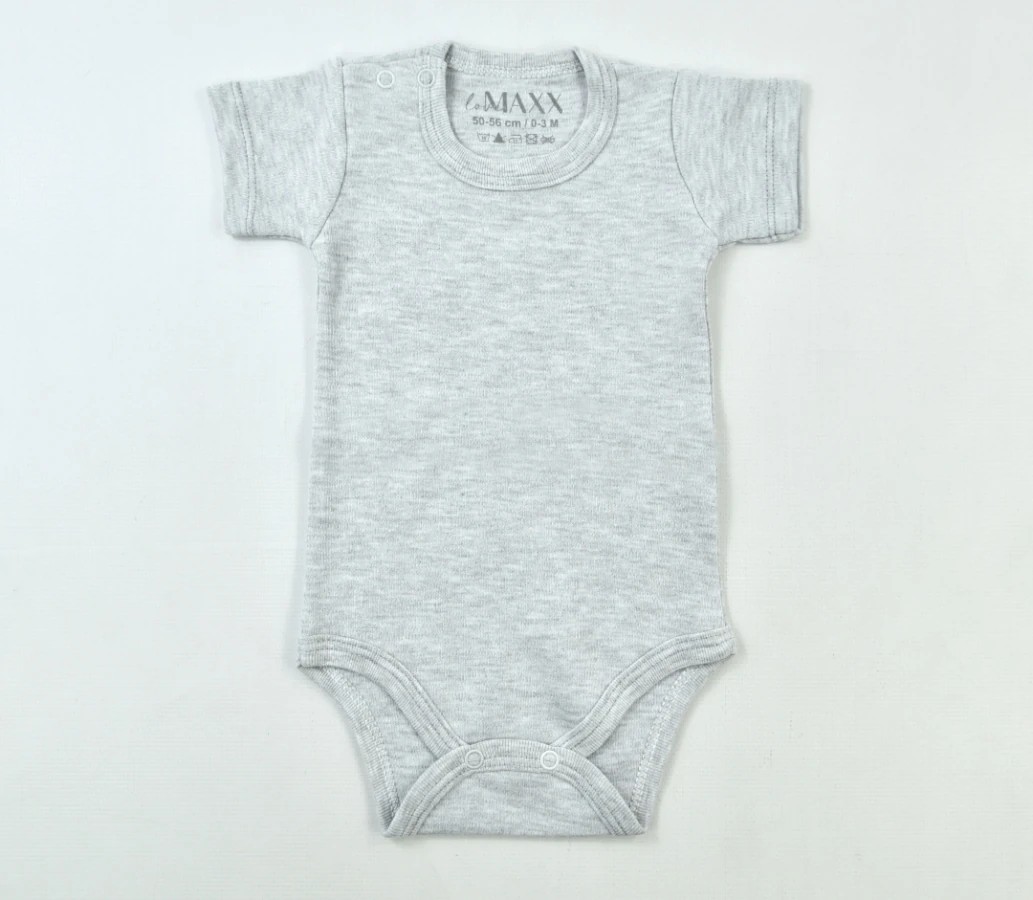 Lora Bliss Unisex Bebek İnterlok Kısa Kol Aylık Body - Gri