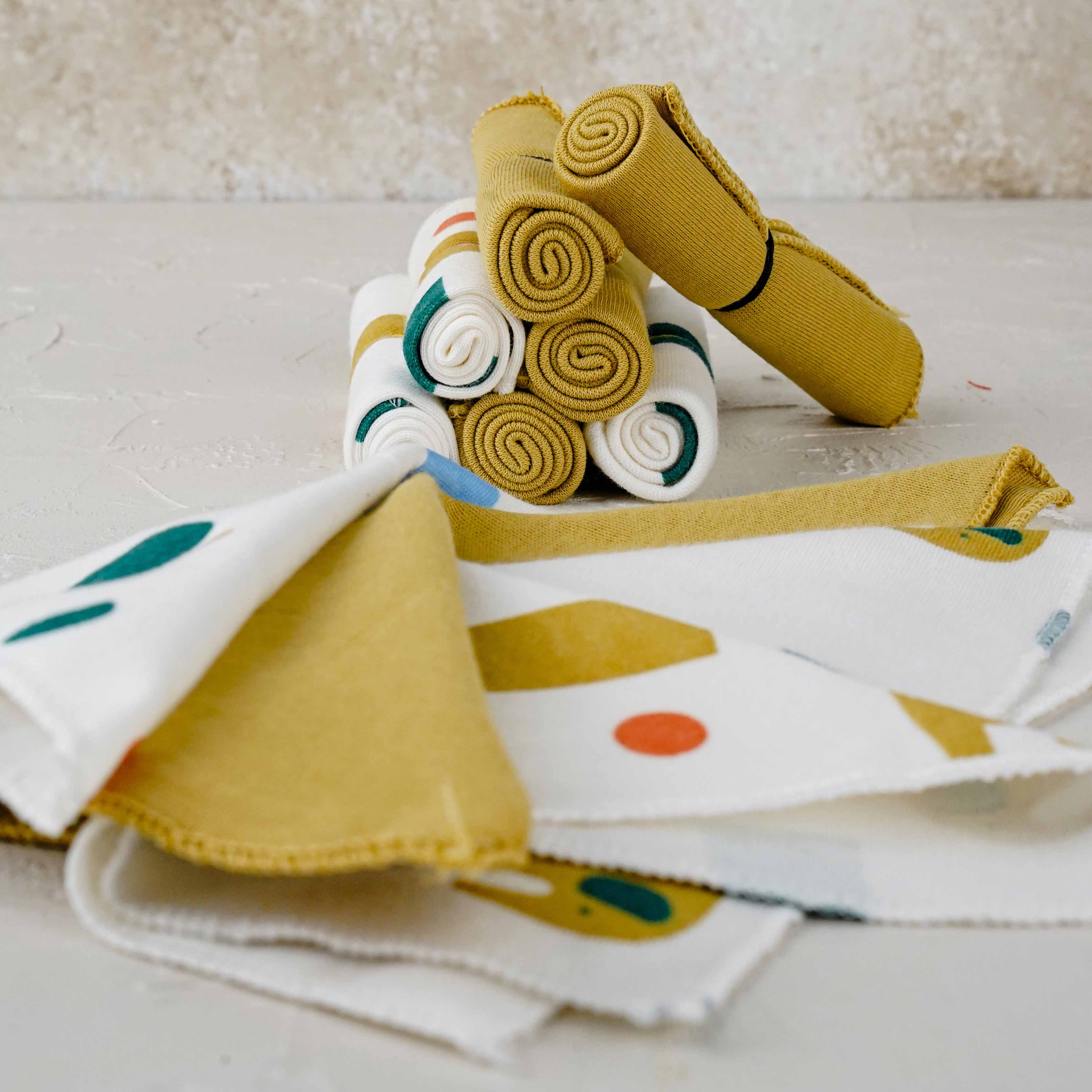 Lora Bliss Unisex 7'li Desenli Ağız Mendili Seti 23x23 cm - Sarı