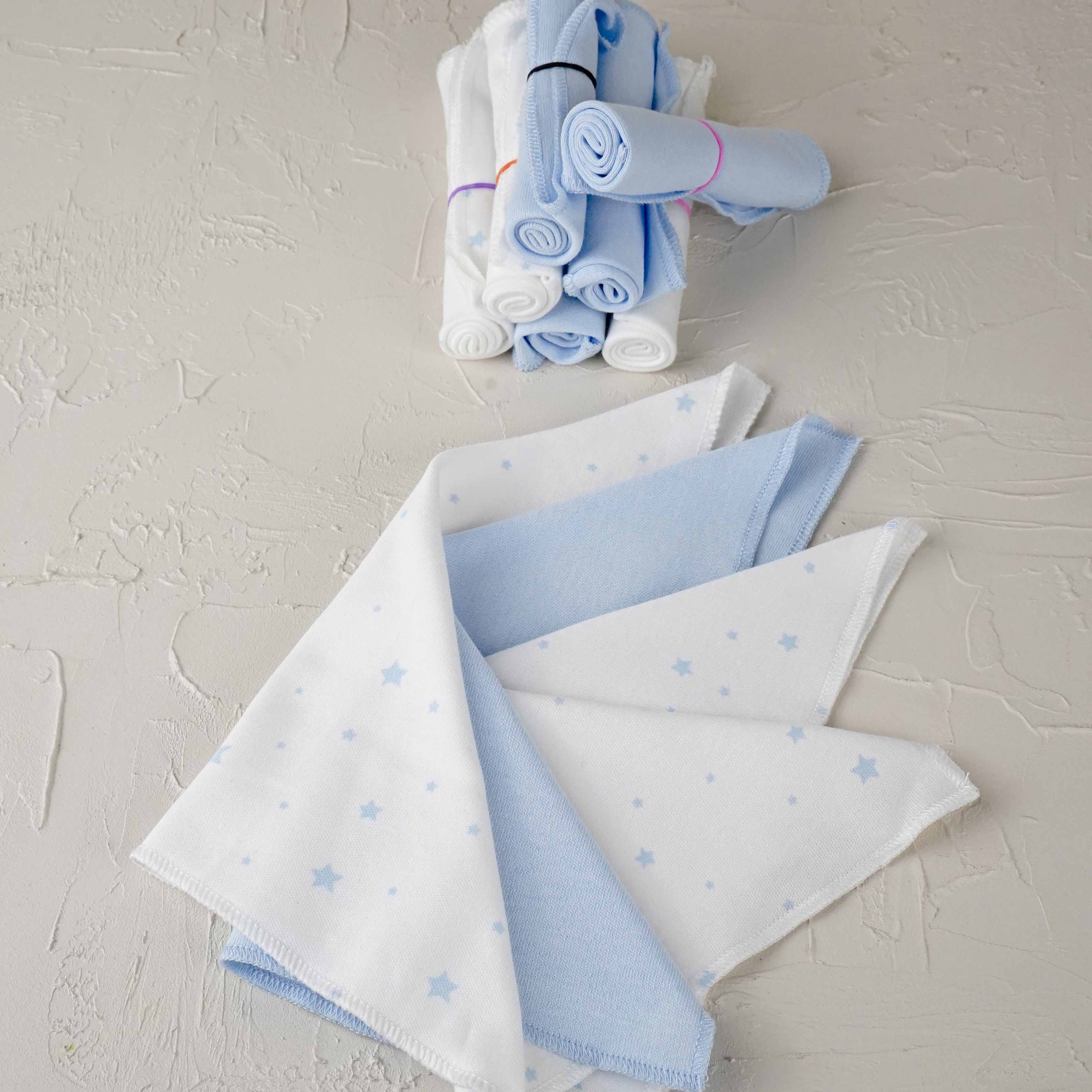 Lora Bliss Unisex 7'li Desenli Ağız Mendili Seti 23x23 cm - Buz mavisi Çizgili